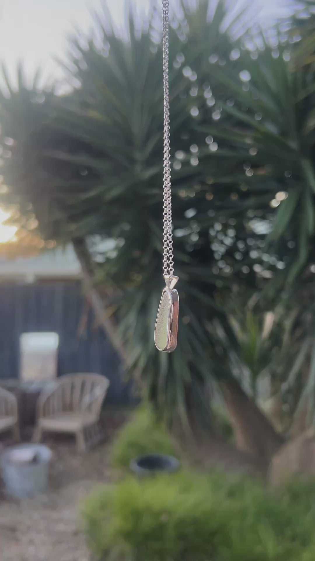 seaglass window necklace: leaf stem