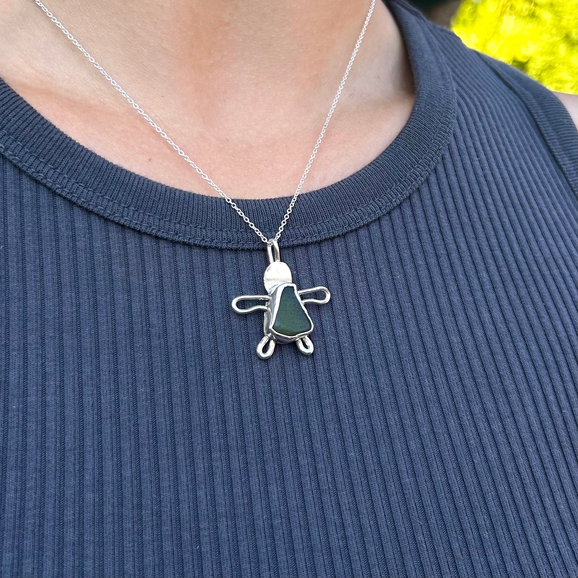 turtle seaglass necklace