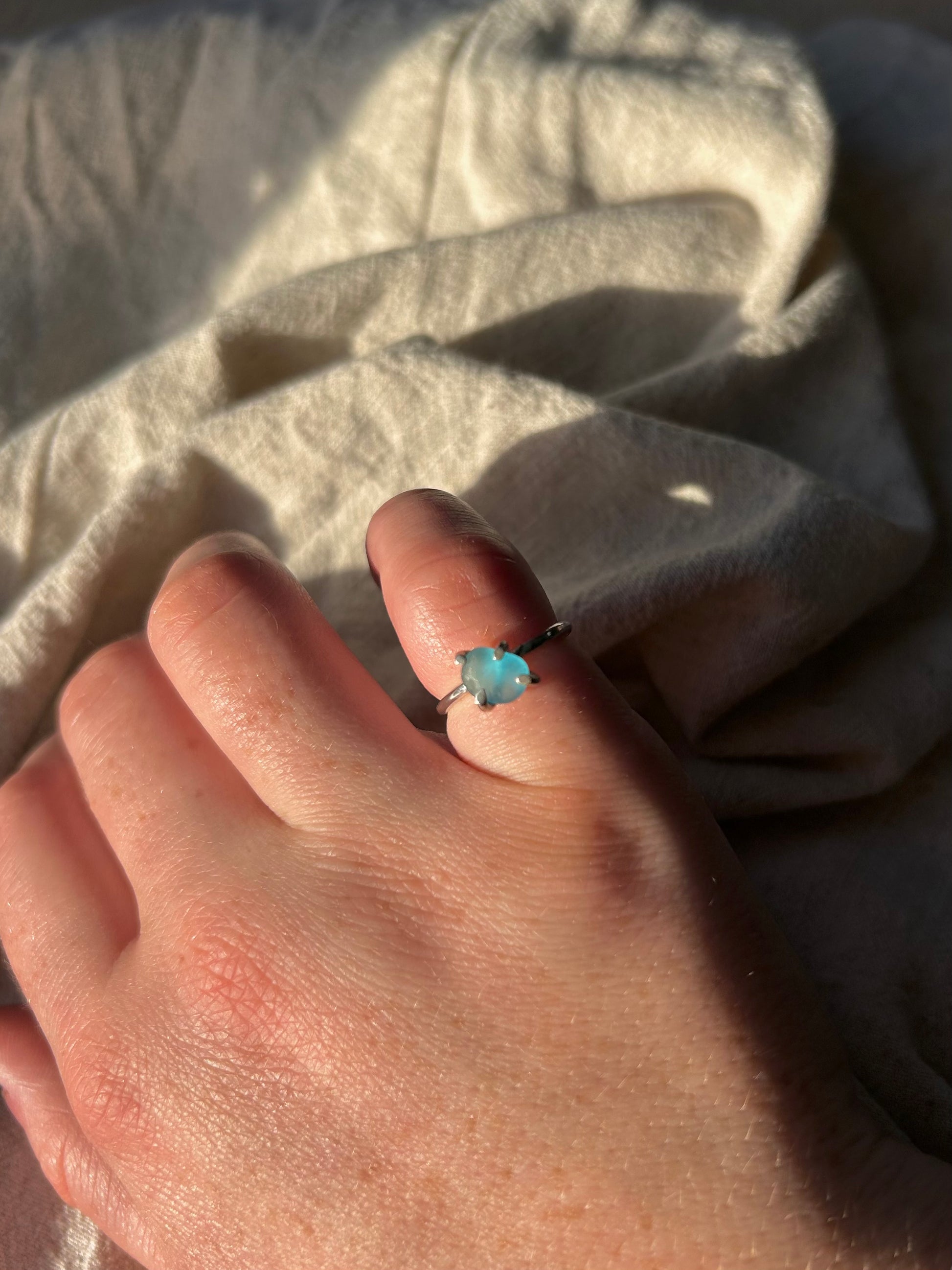 aqua seaglass ring size: M
