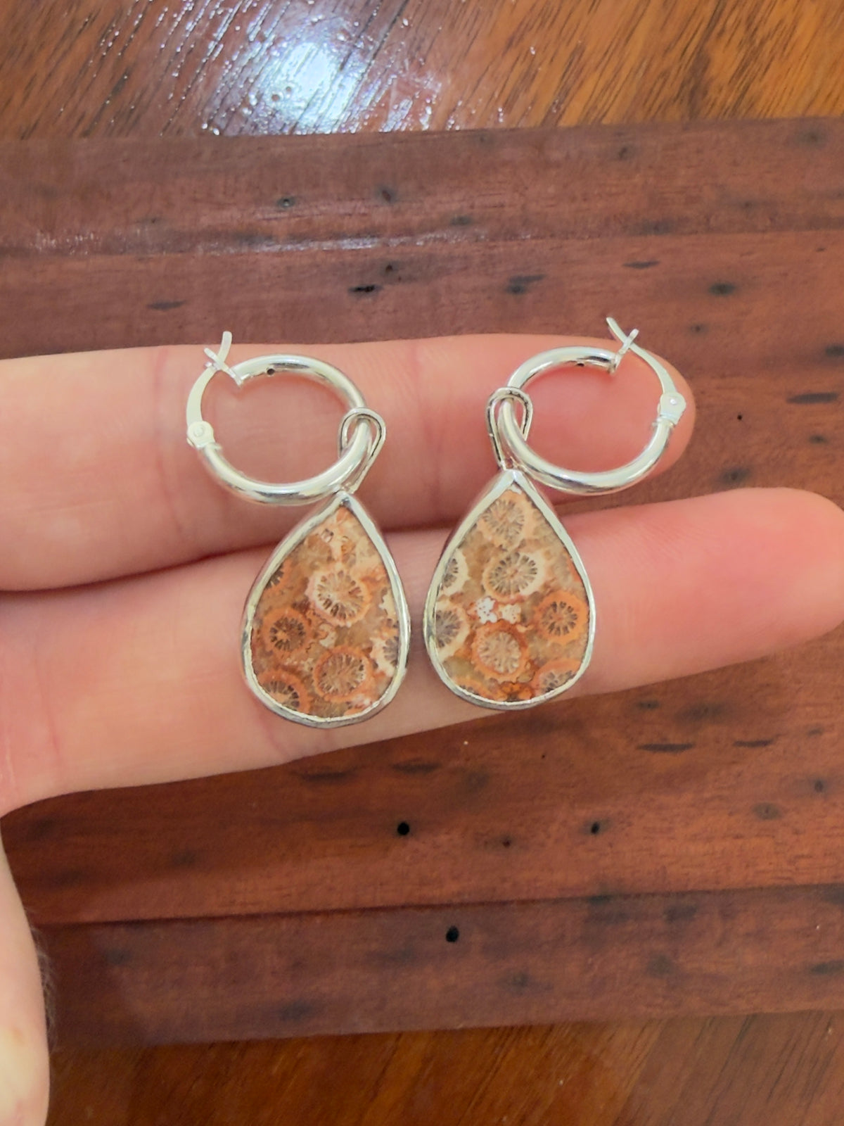 fossilised coral hoops