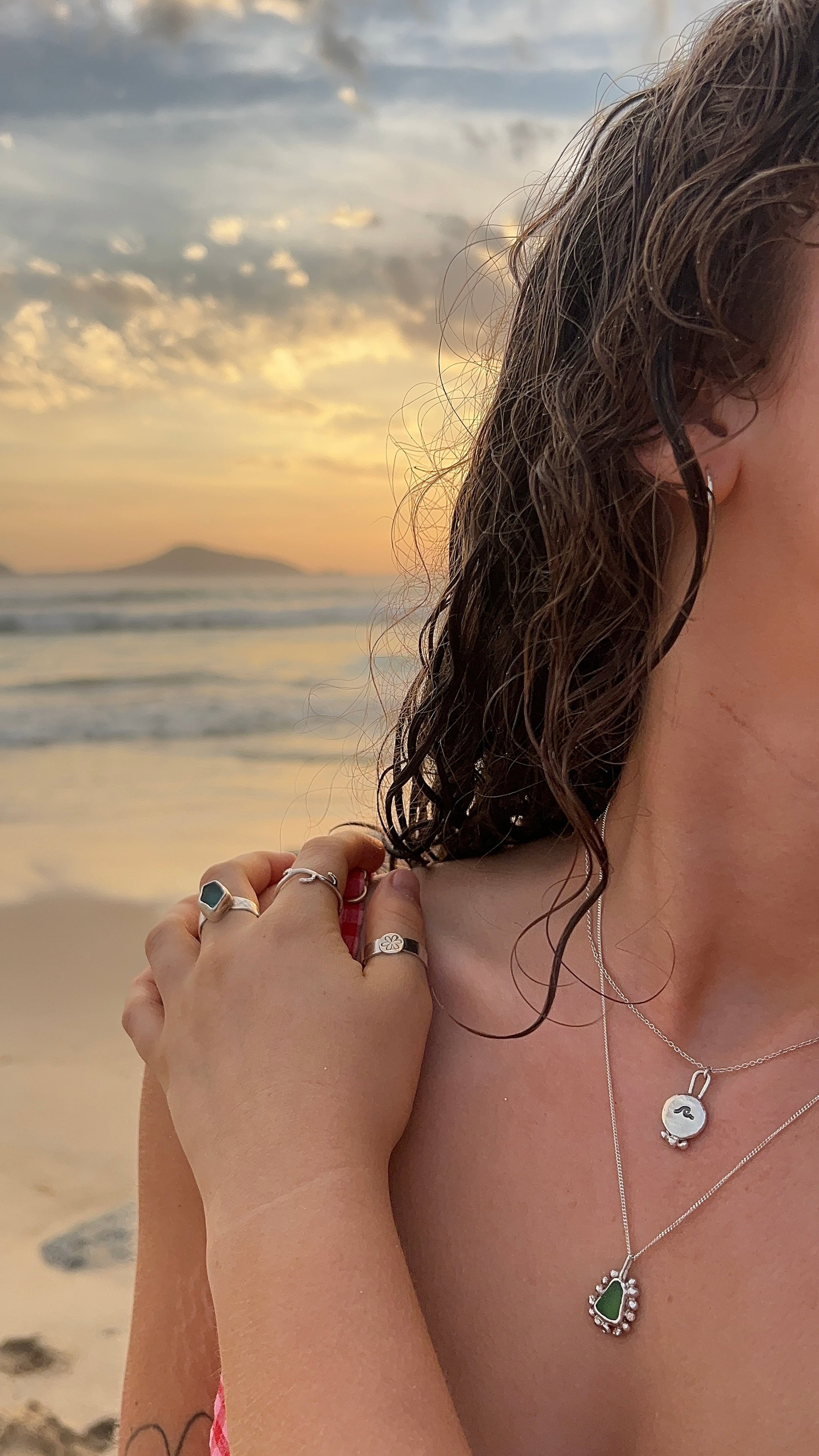 elemental wave pendant necklace