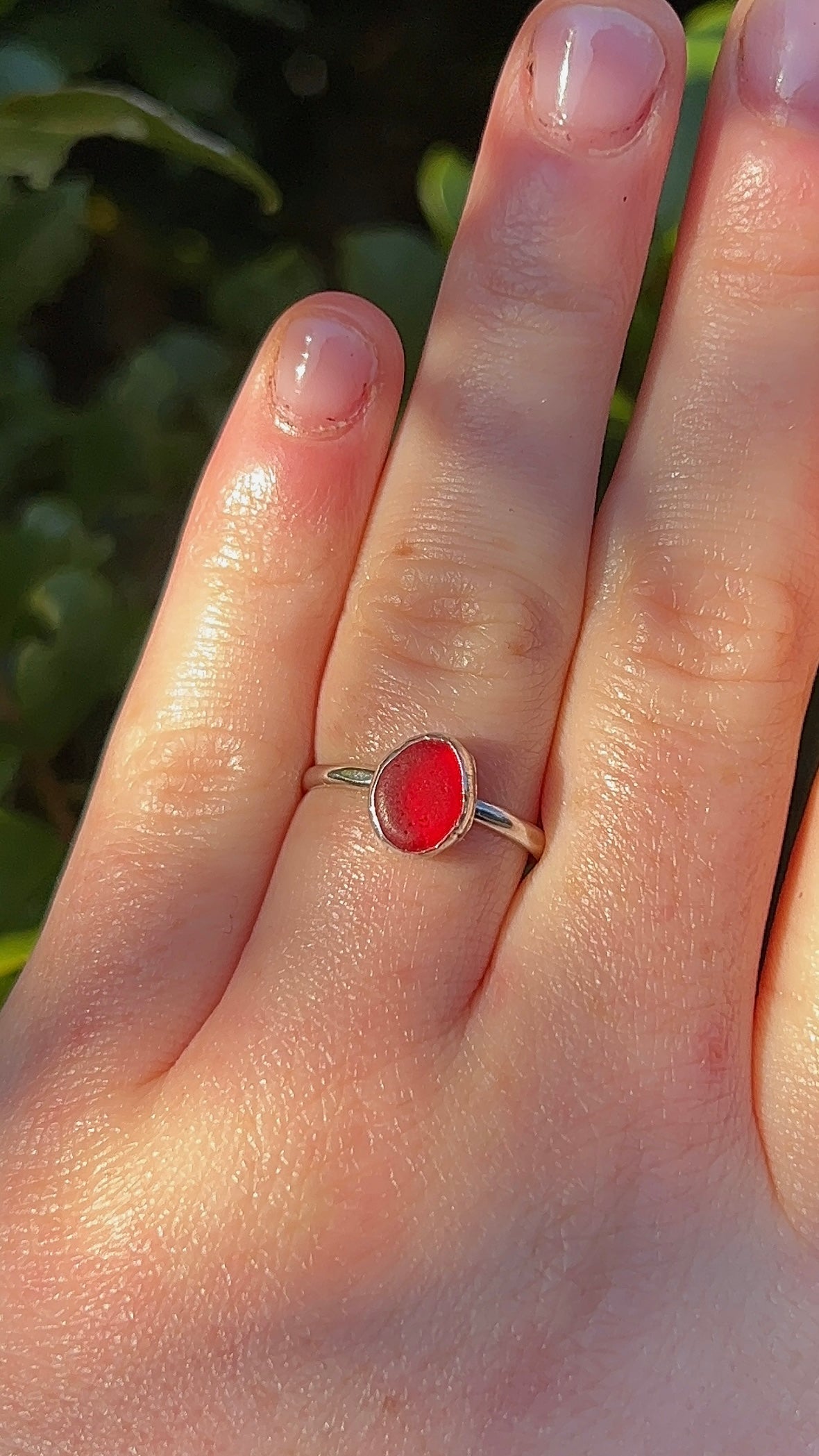 red seaglass ring size R