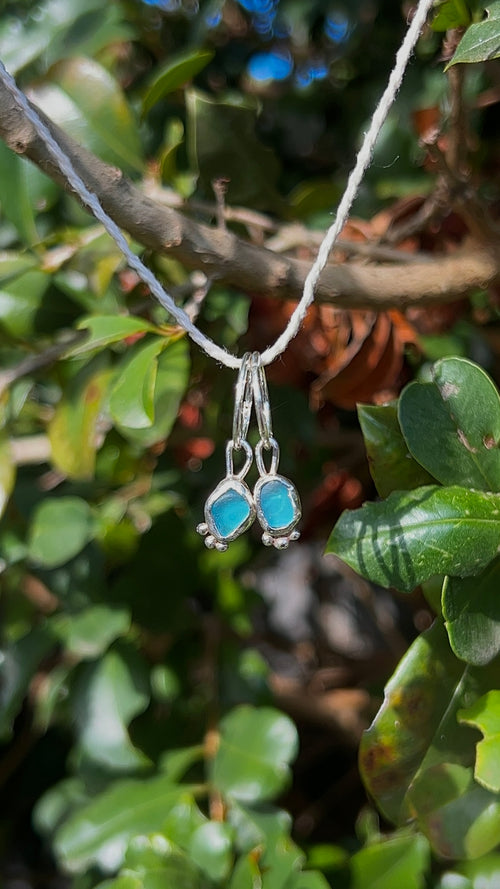 aqua seaglass hoops with accent detail