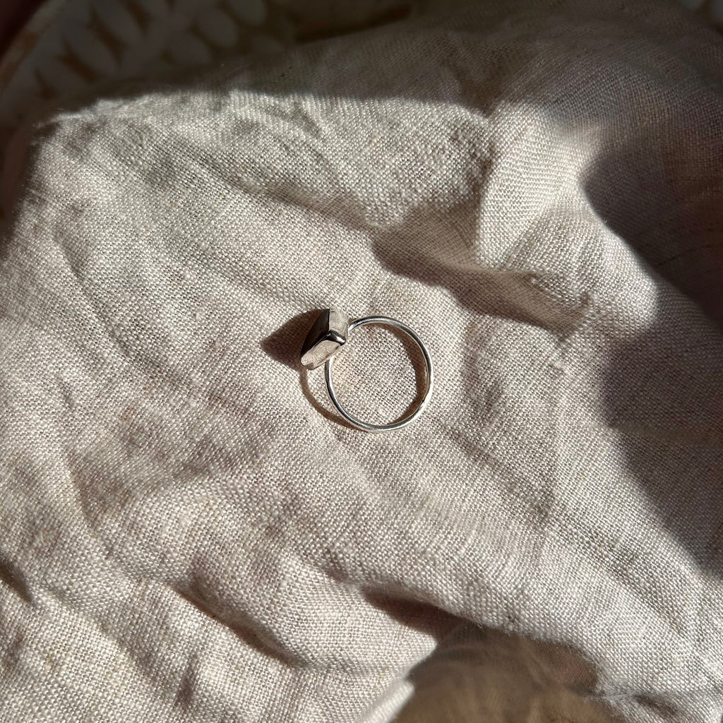 burnt umber seaglass ring (AU/UK size S)