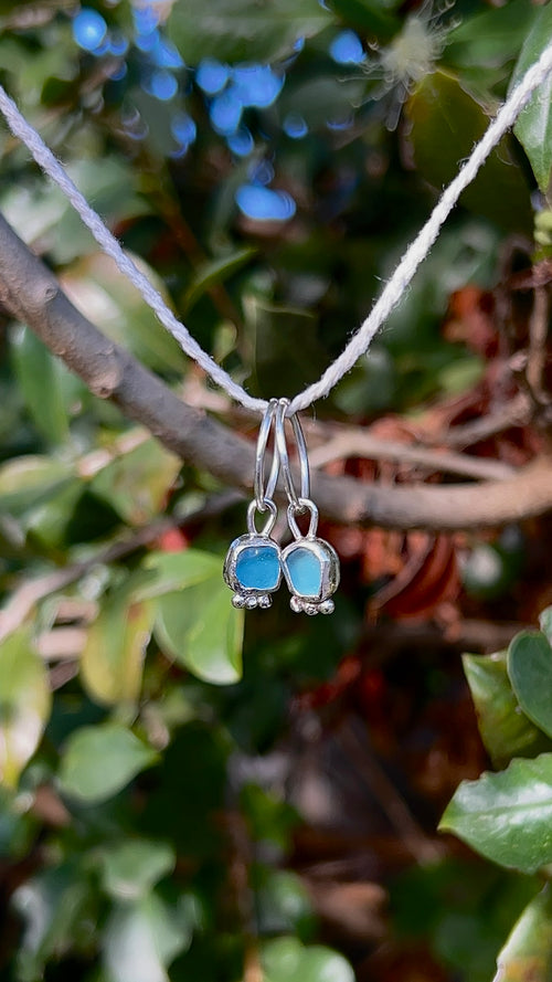 aqua seaglass hoops with accent detail