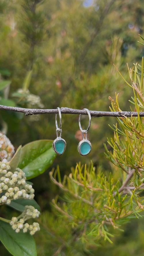 aqua seaglass hoops