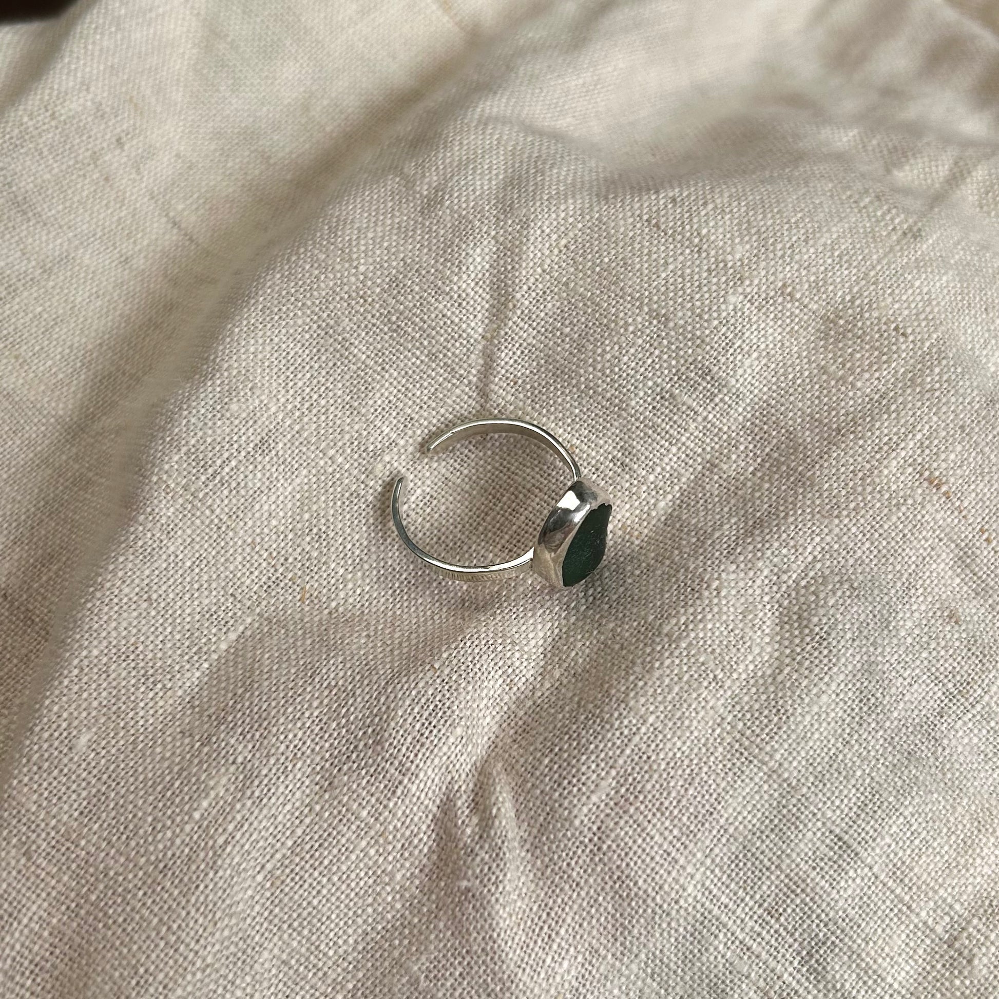 viridescent green seaglass ring (adjustable)