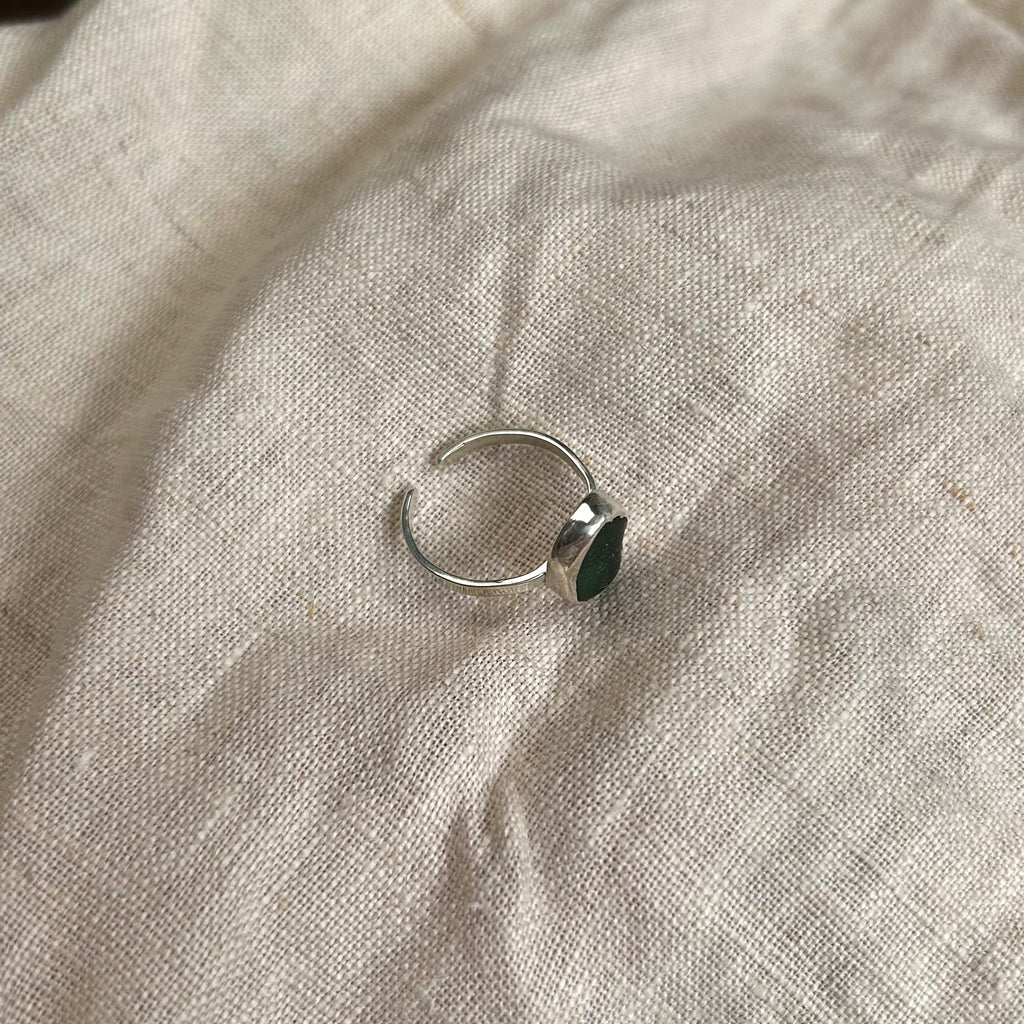 viridescent green seaglass ring (adjustable)