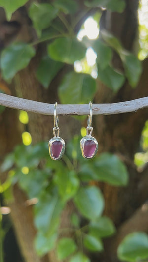 purple seaglass hoops