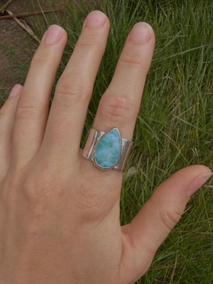 natural larimar ring (adjustable large size - U to Z)