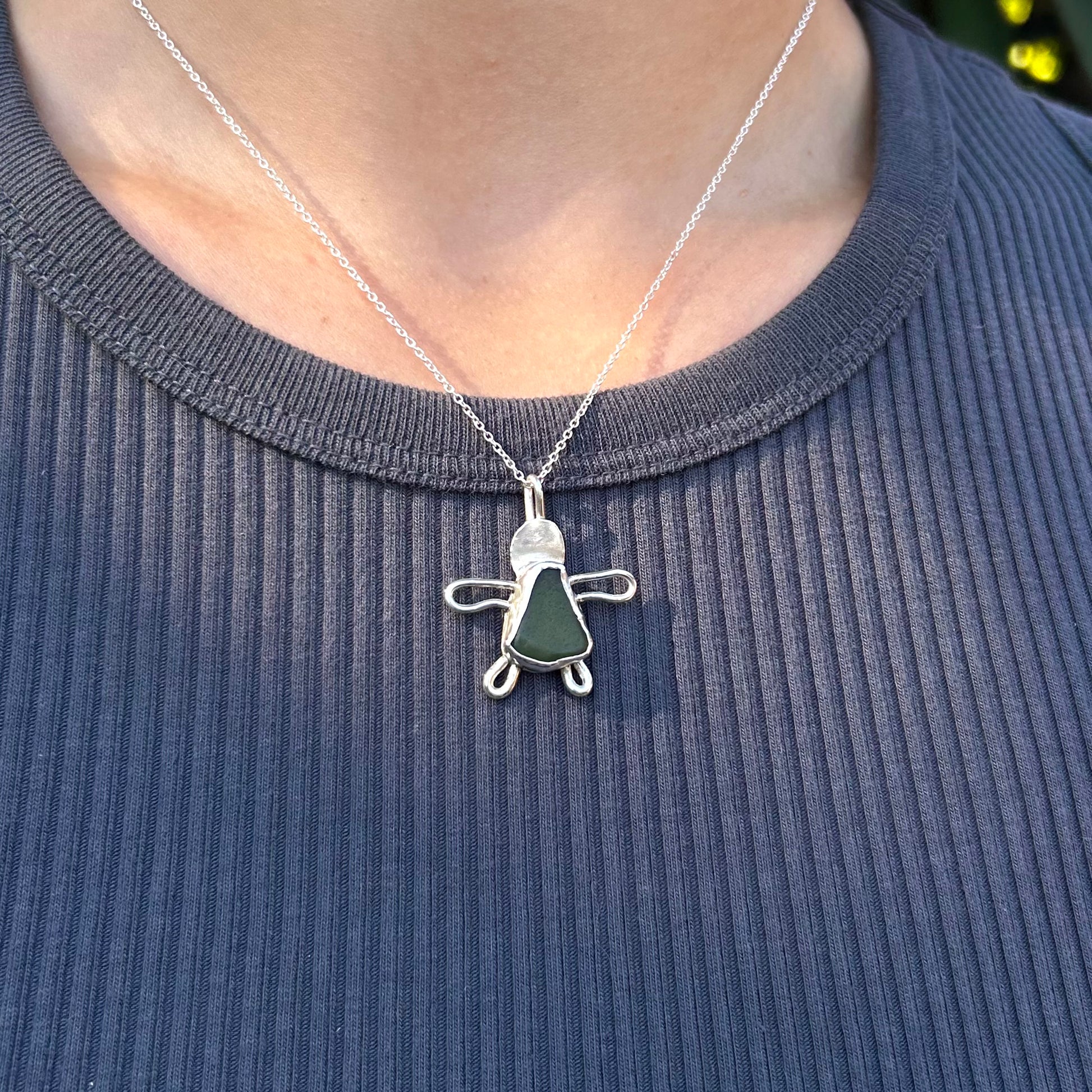 turtle seaglass necklace