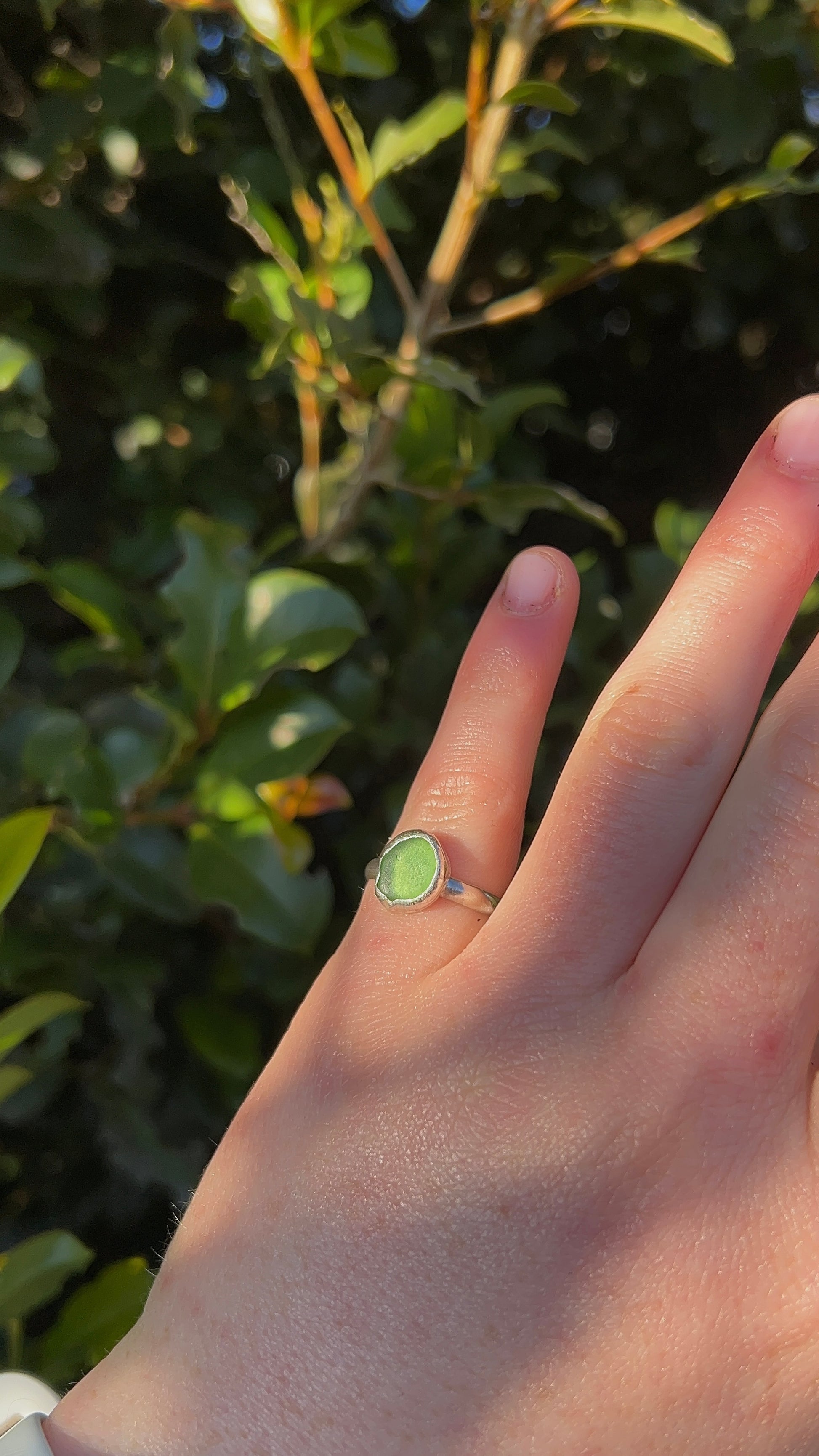 green seaglass ring size N