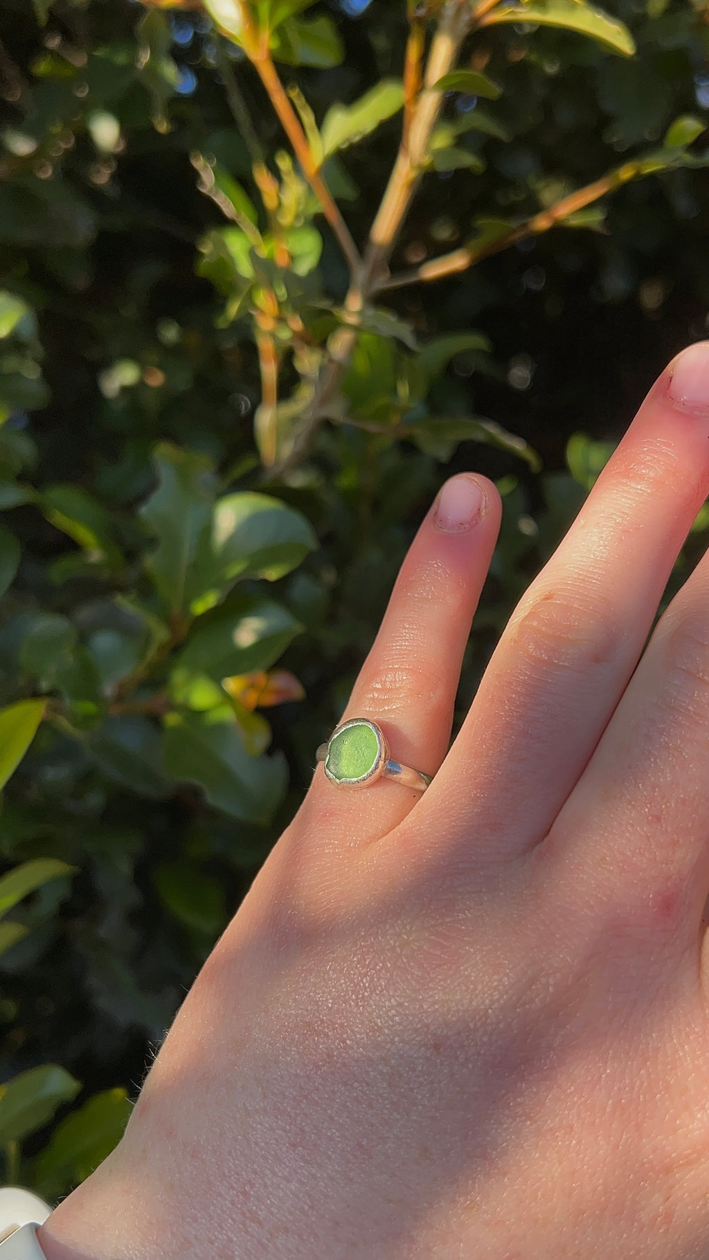 green seaglass ring size N