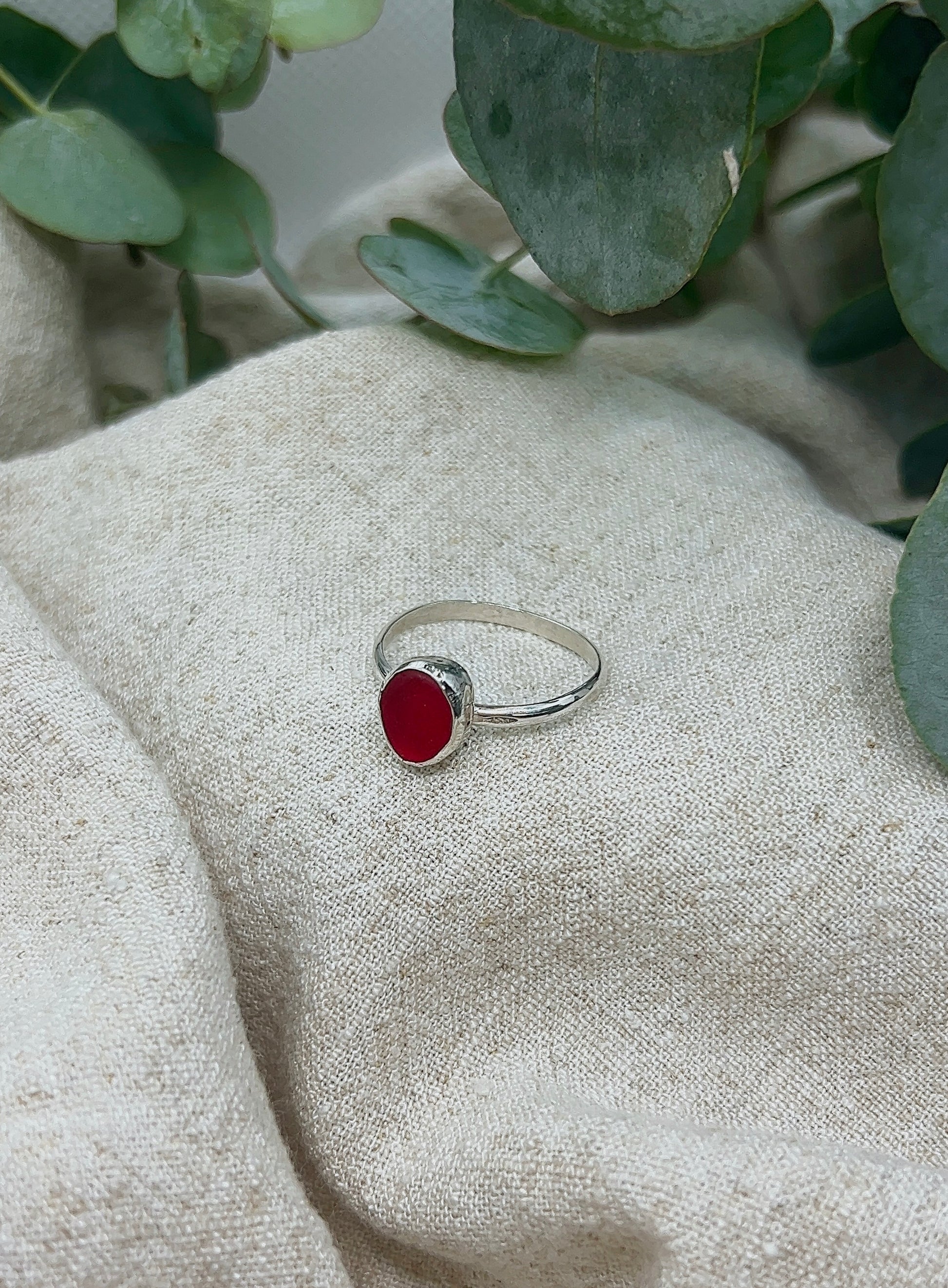 red seaglass ring size R