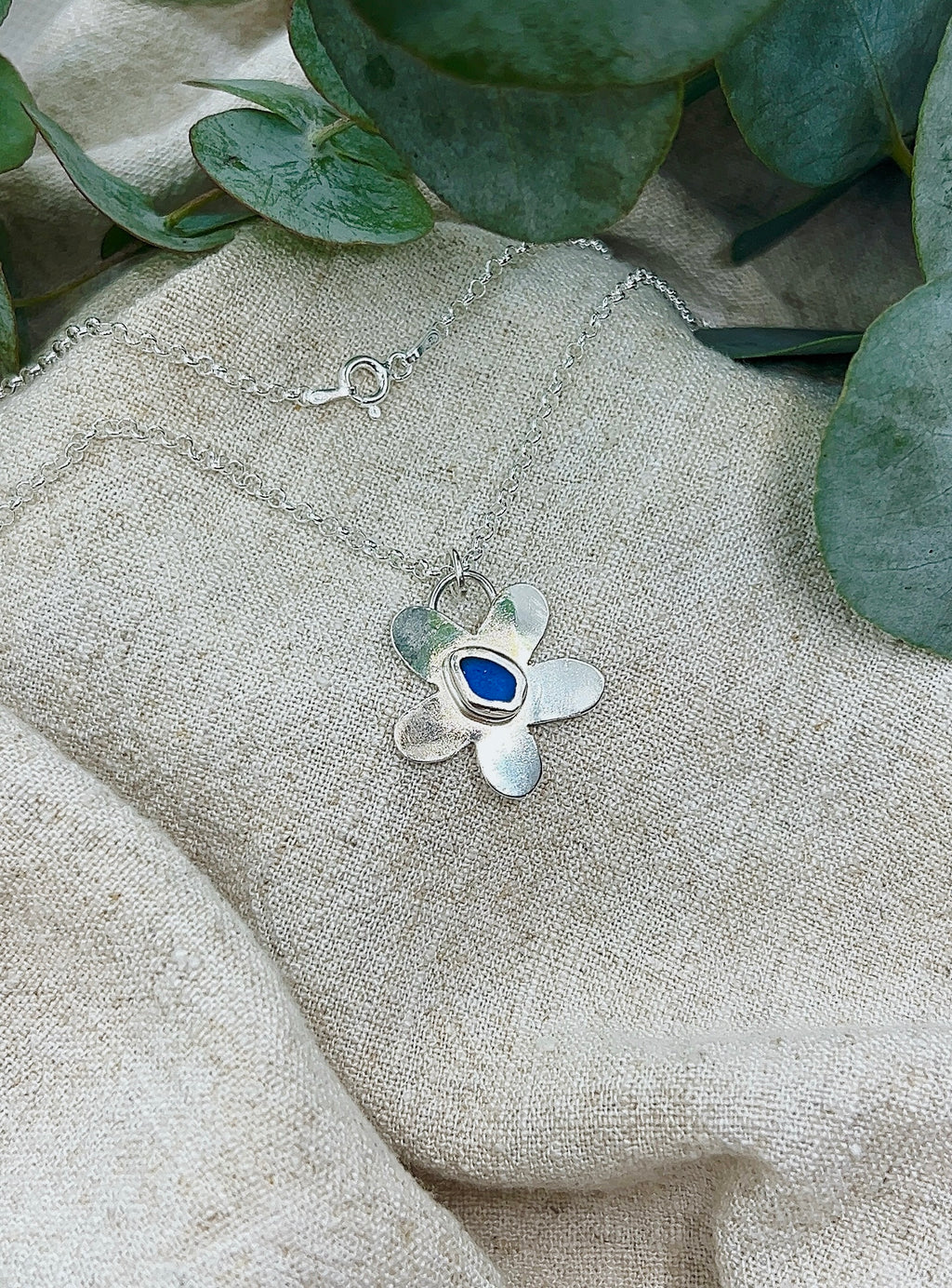 seaglass flower pendant necklace
