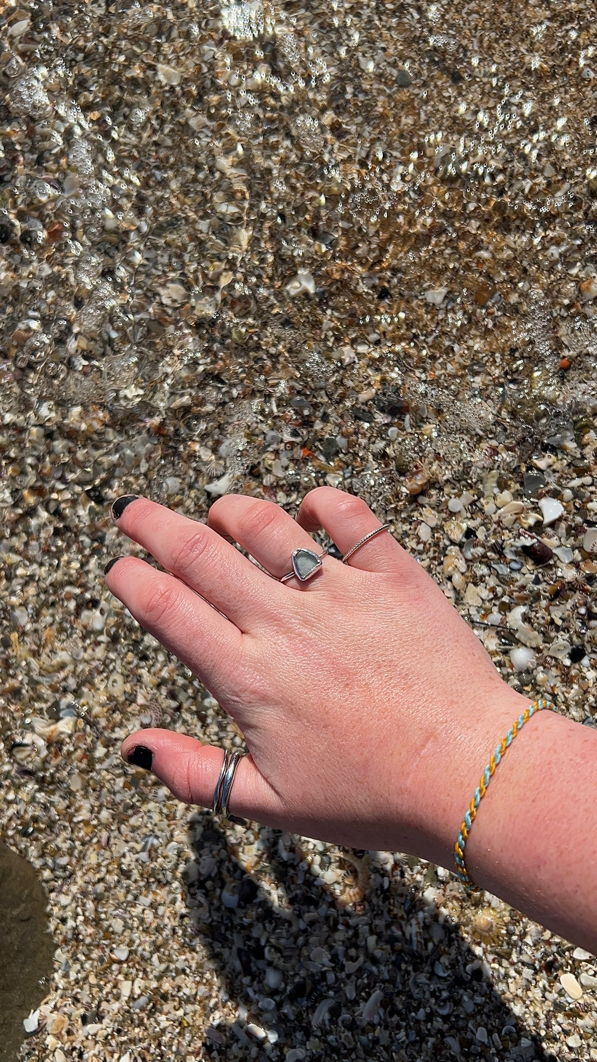 dusty blue seaglass ring (AU/UK size Q)