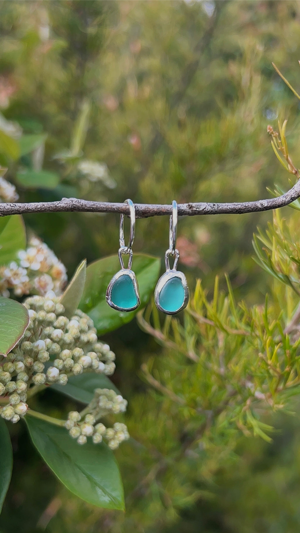 aqua seaglass hoops