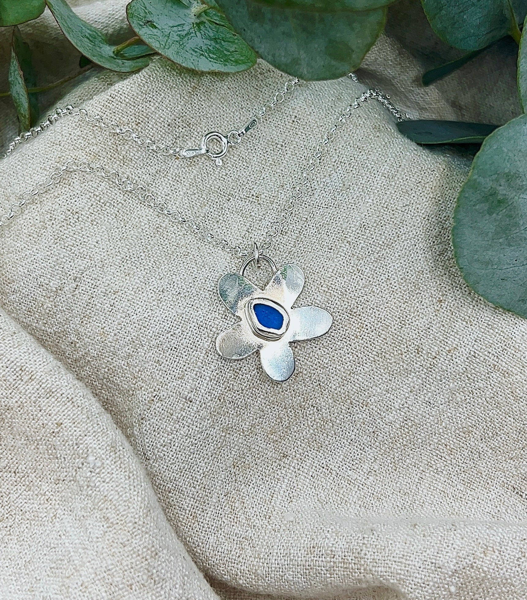seaglass flower pendant necklace