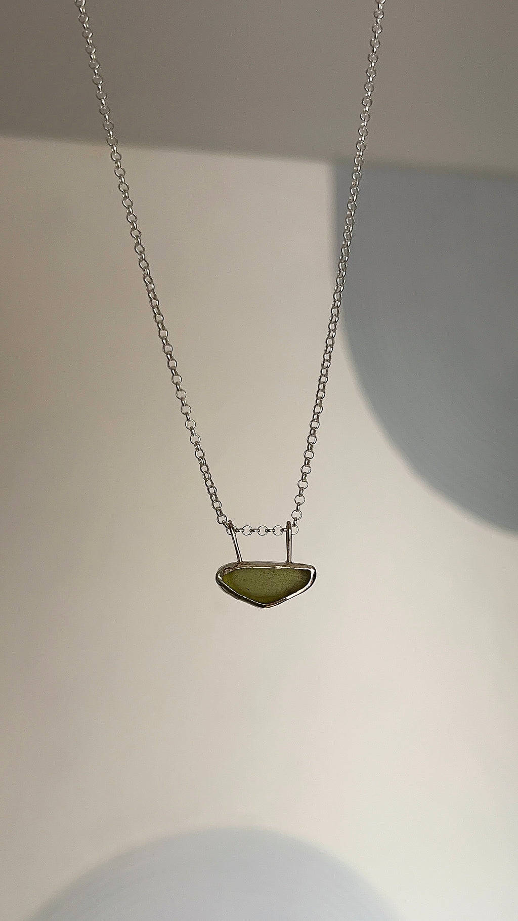 long green seaglass pendant necklace