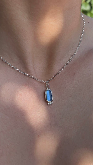cornflower blue seaglass necklace