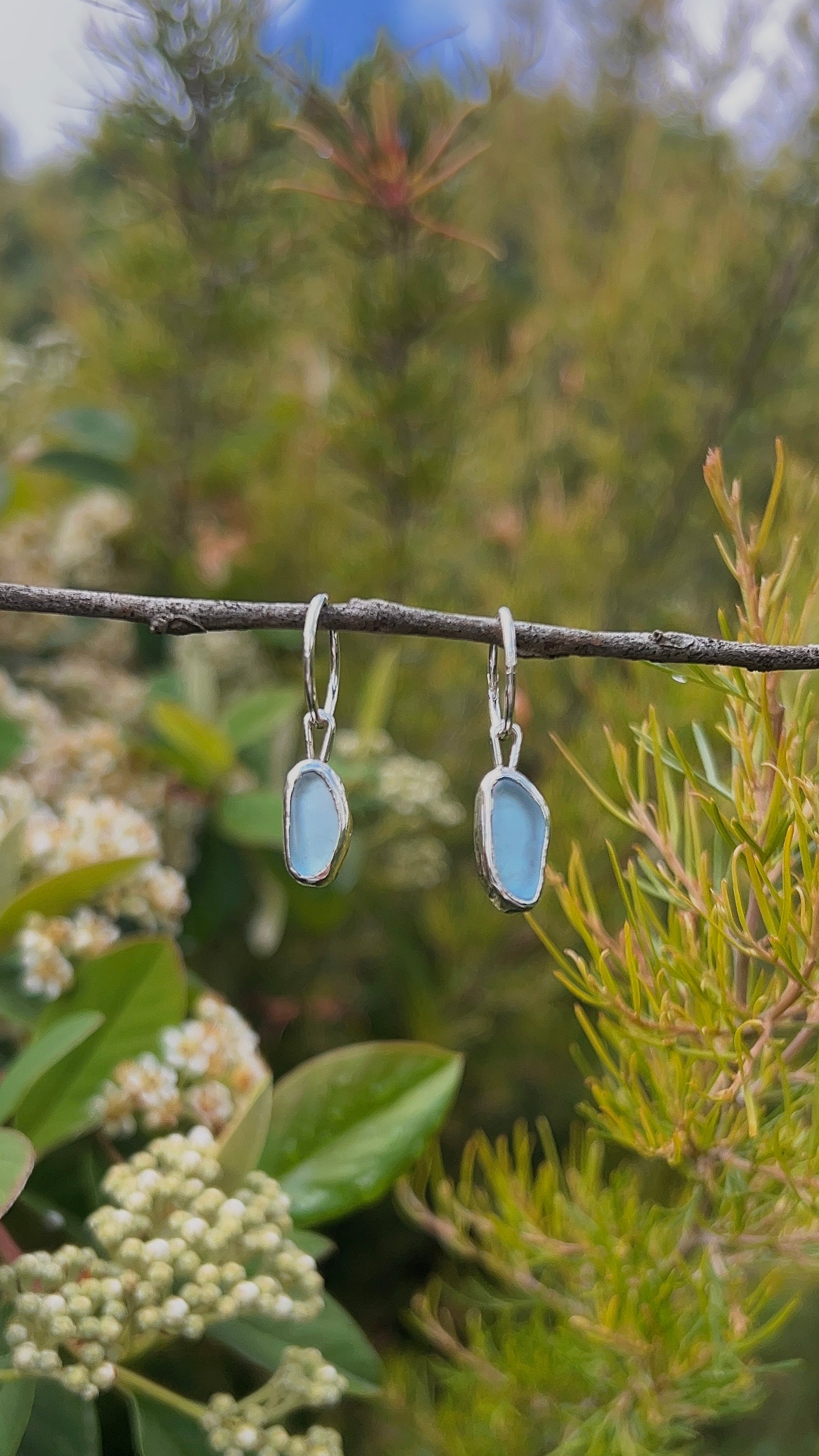 light lilac seaglass hoops