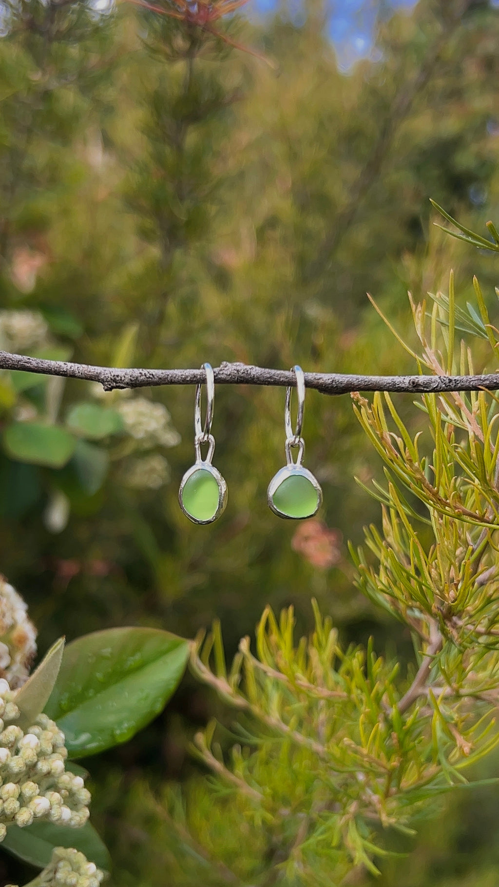 green seaglass hoops