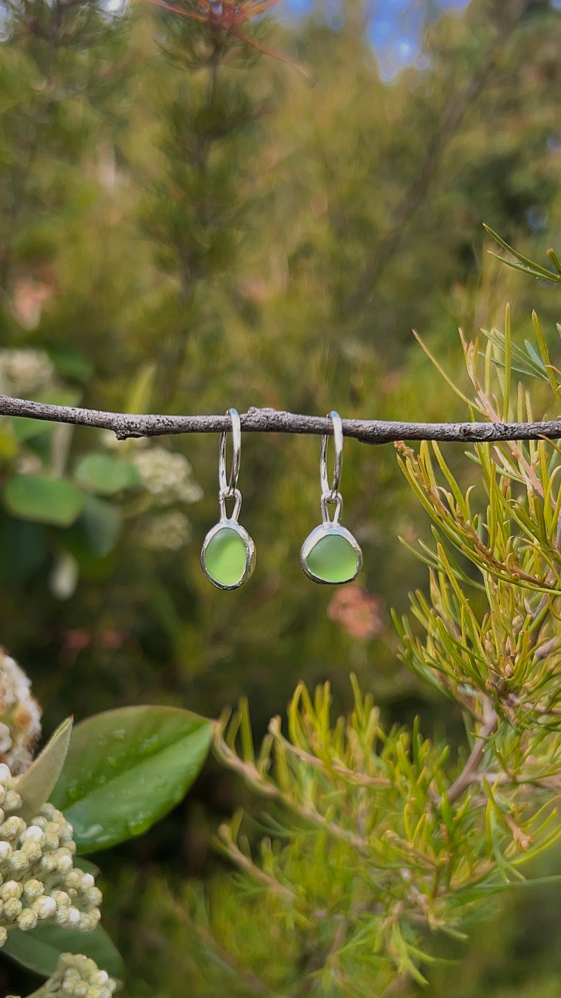 green seaglass hoops