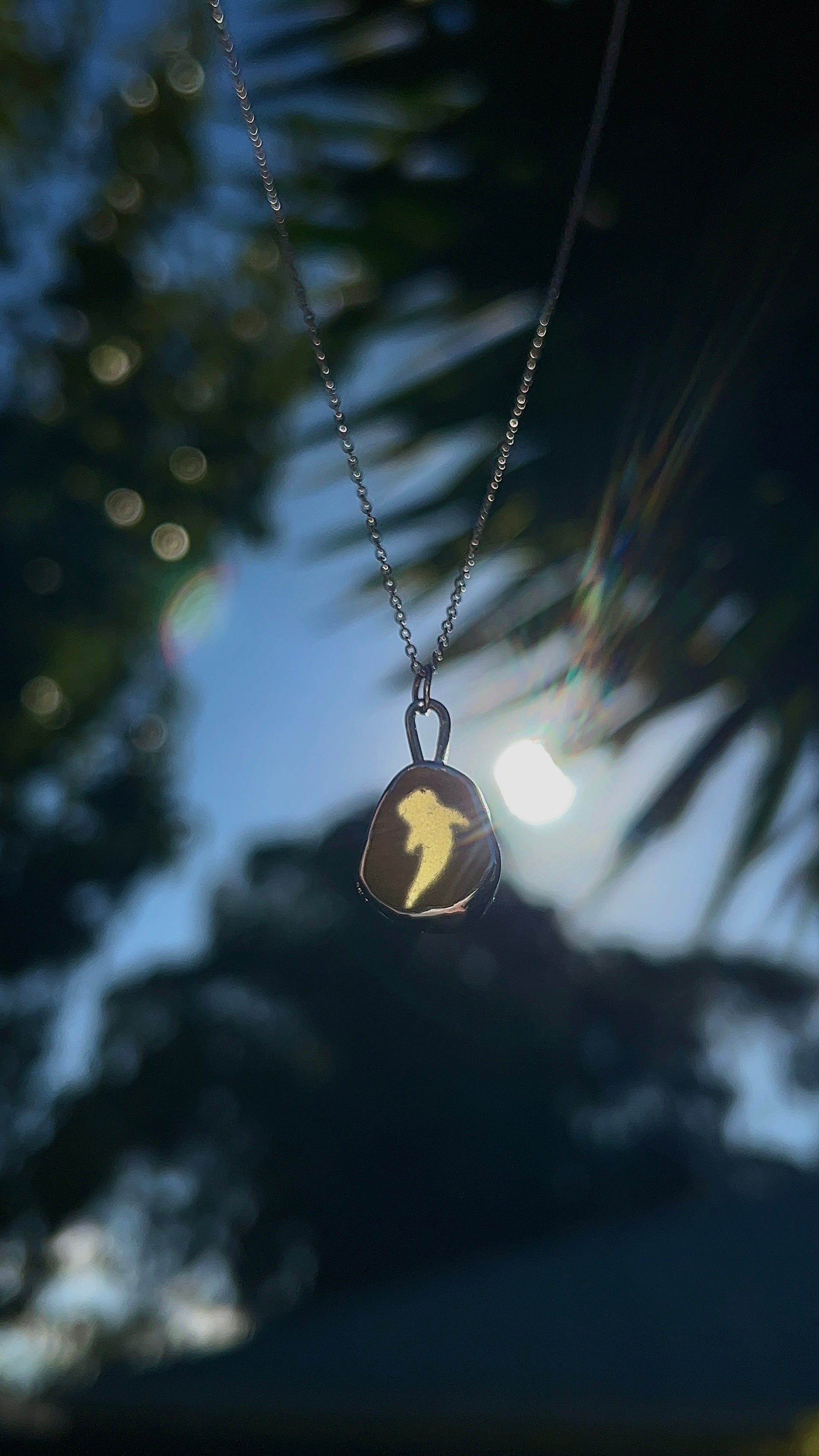 whale shark seaglass window necklace