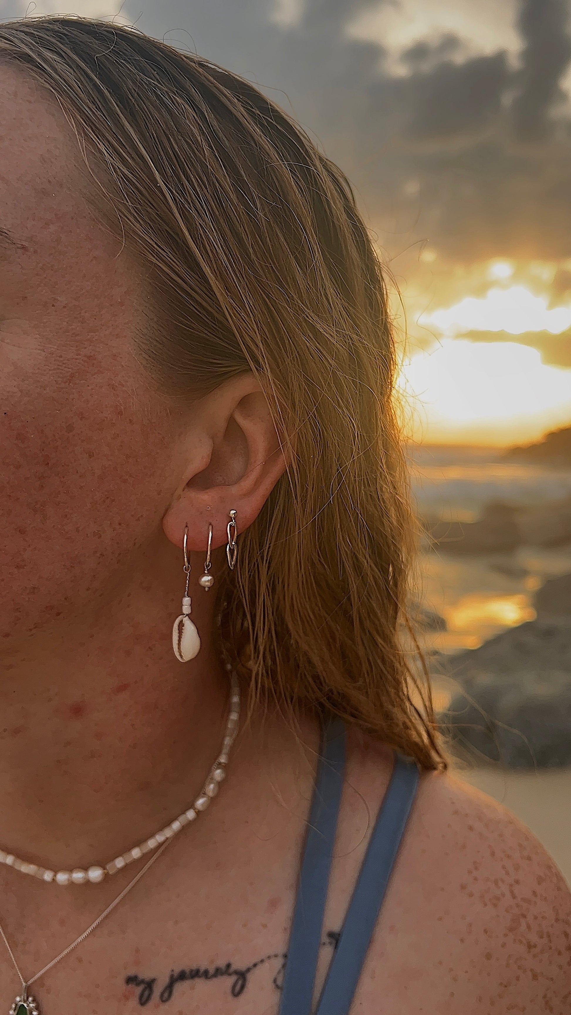 jessica sleeper hoops ~ pink freshwater pearl