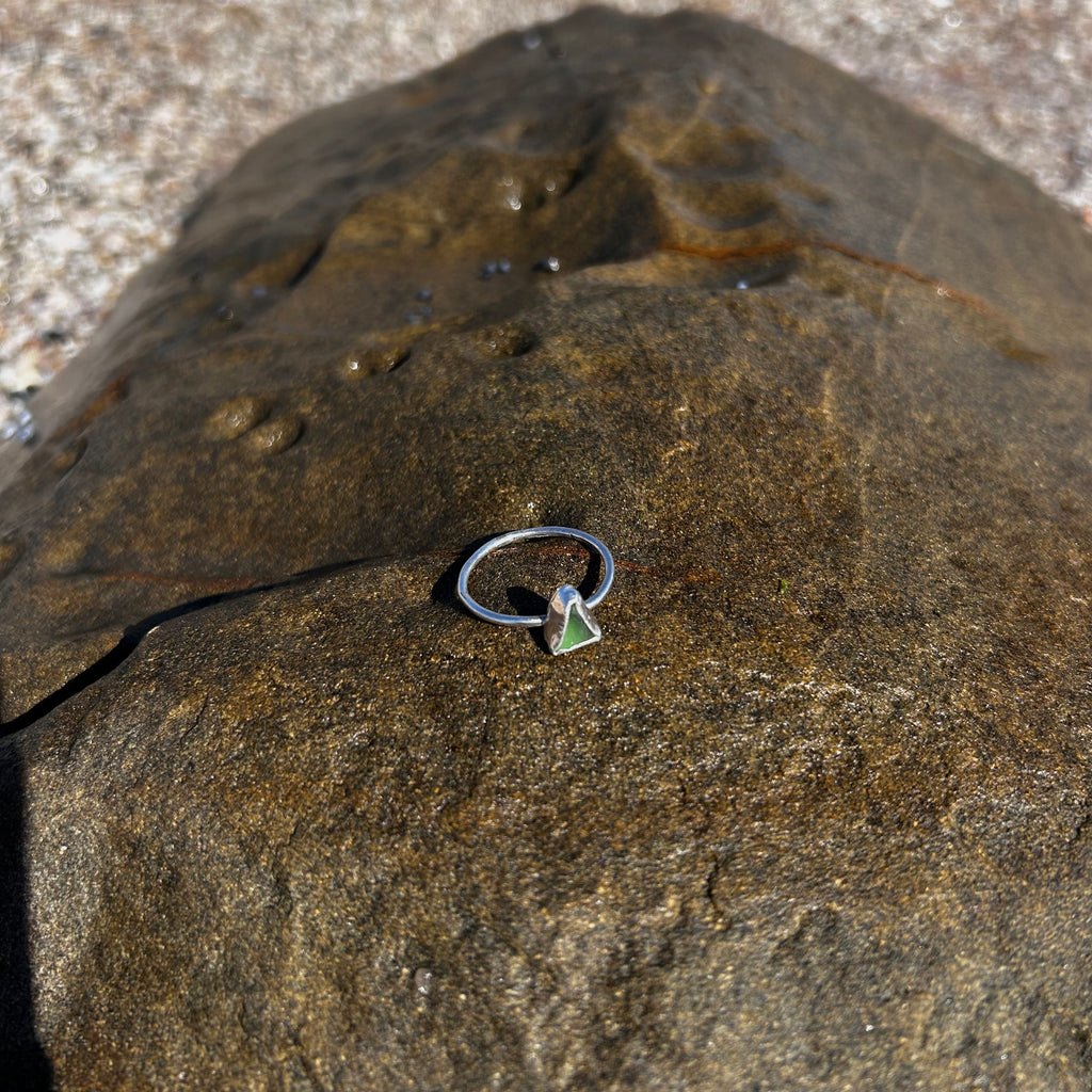 tiny green seaglass ring (AU/UK size U)