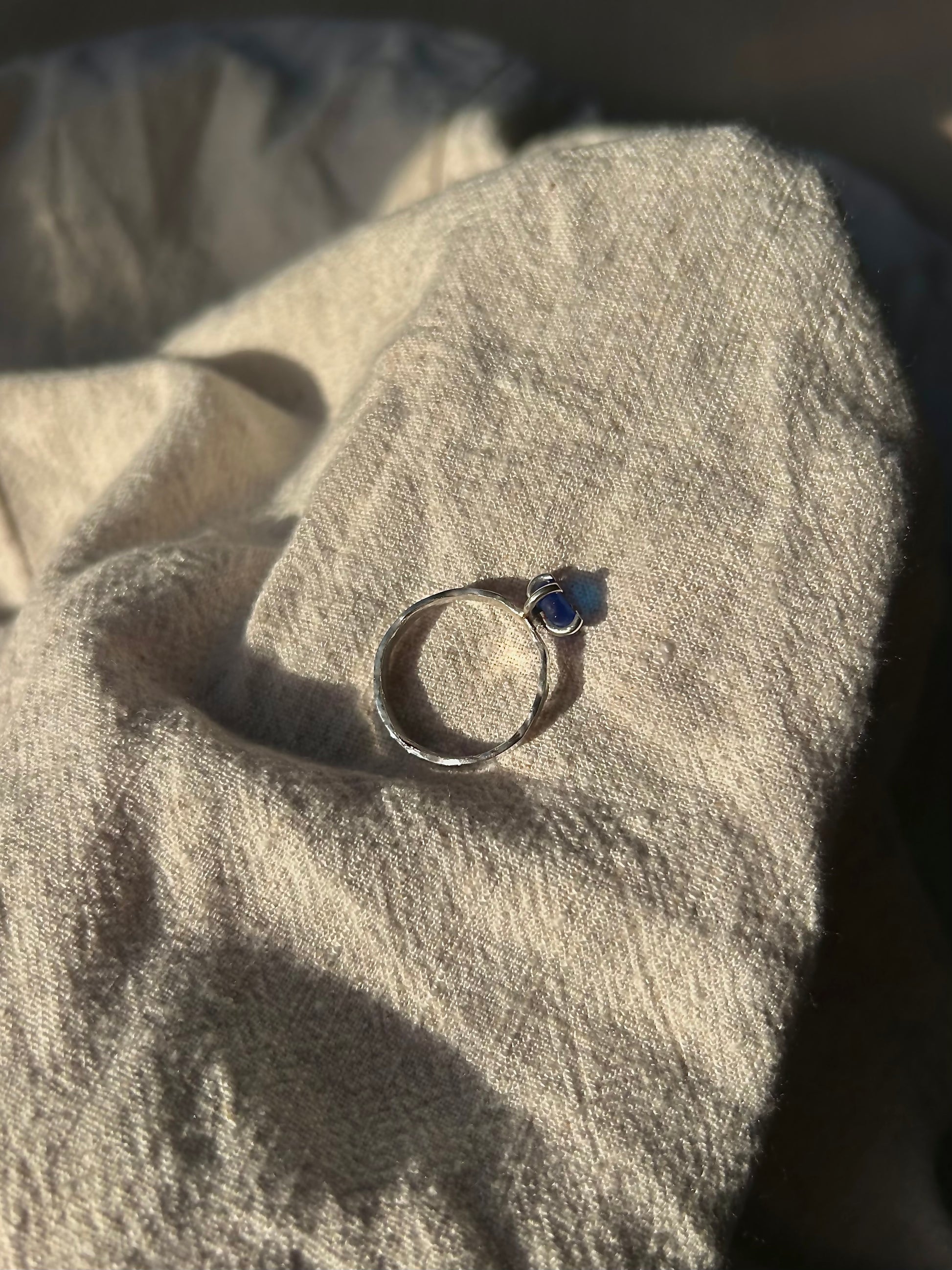 cobalt blue ~ thick band seaglass ring size: T