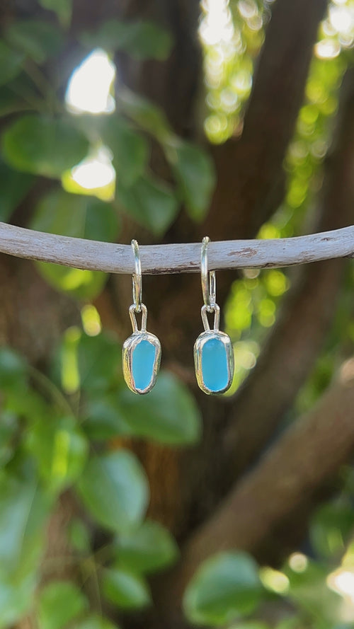 aqua seaglass hoops
