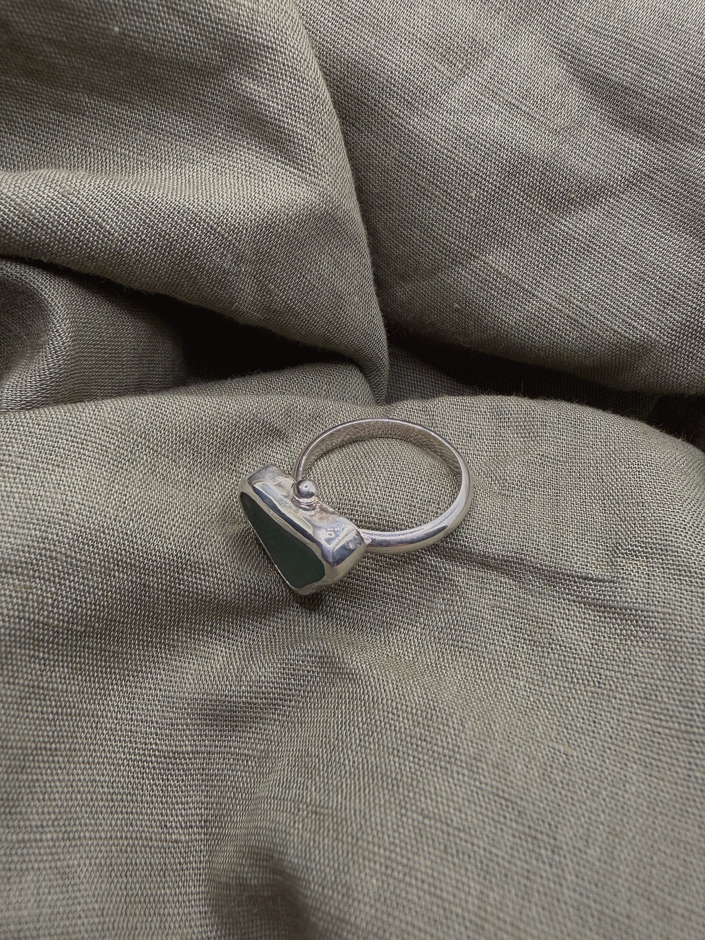 seafoam seaglass ring size R½ (US 9.25)