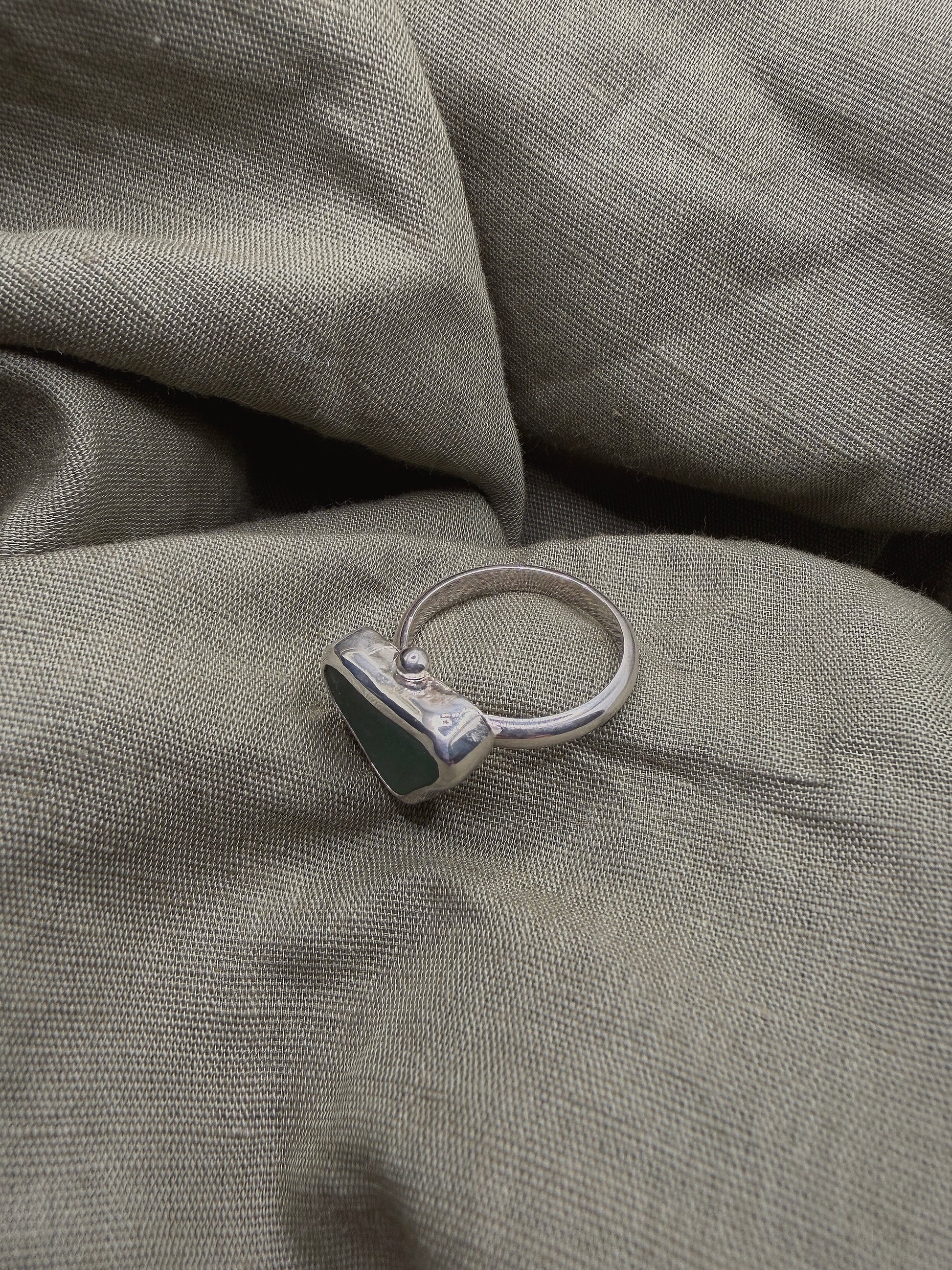 seafoam seaglass ring size R½ (US 9.25)