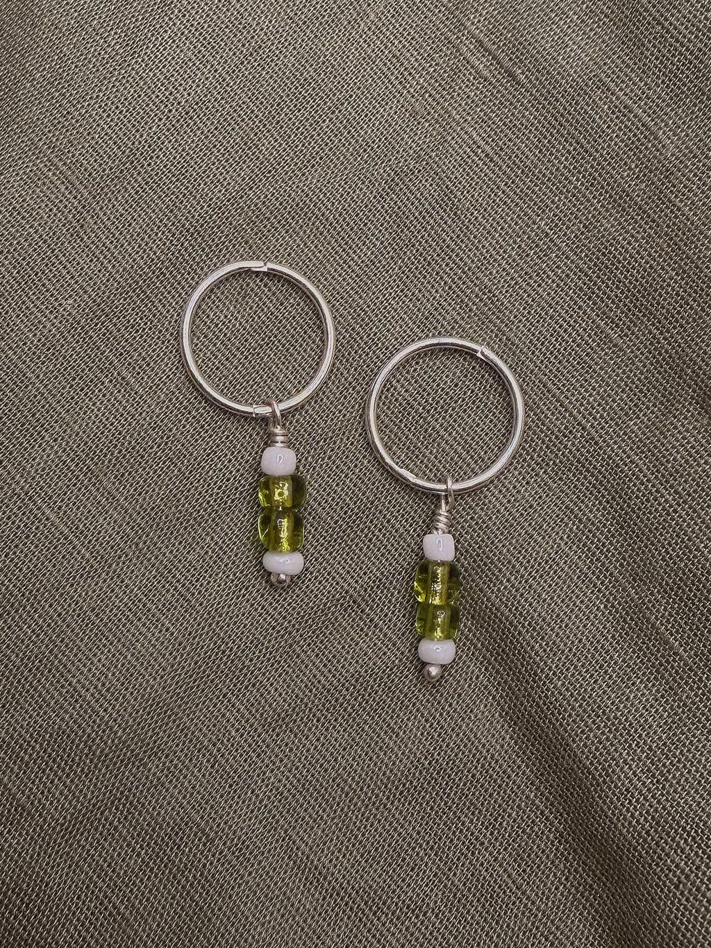 green glass bead sleeper hoops
