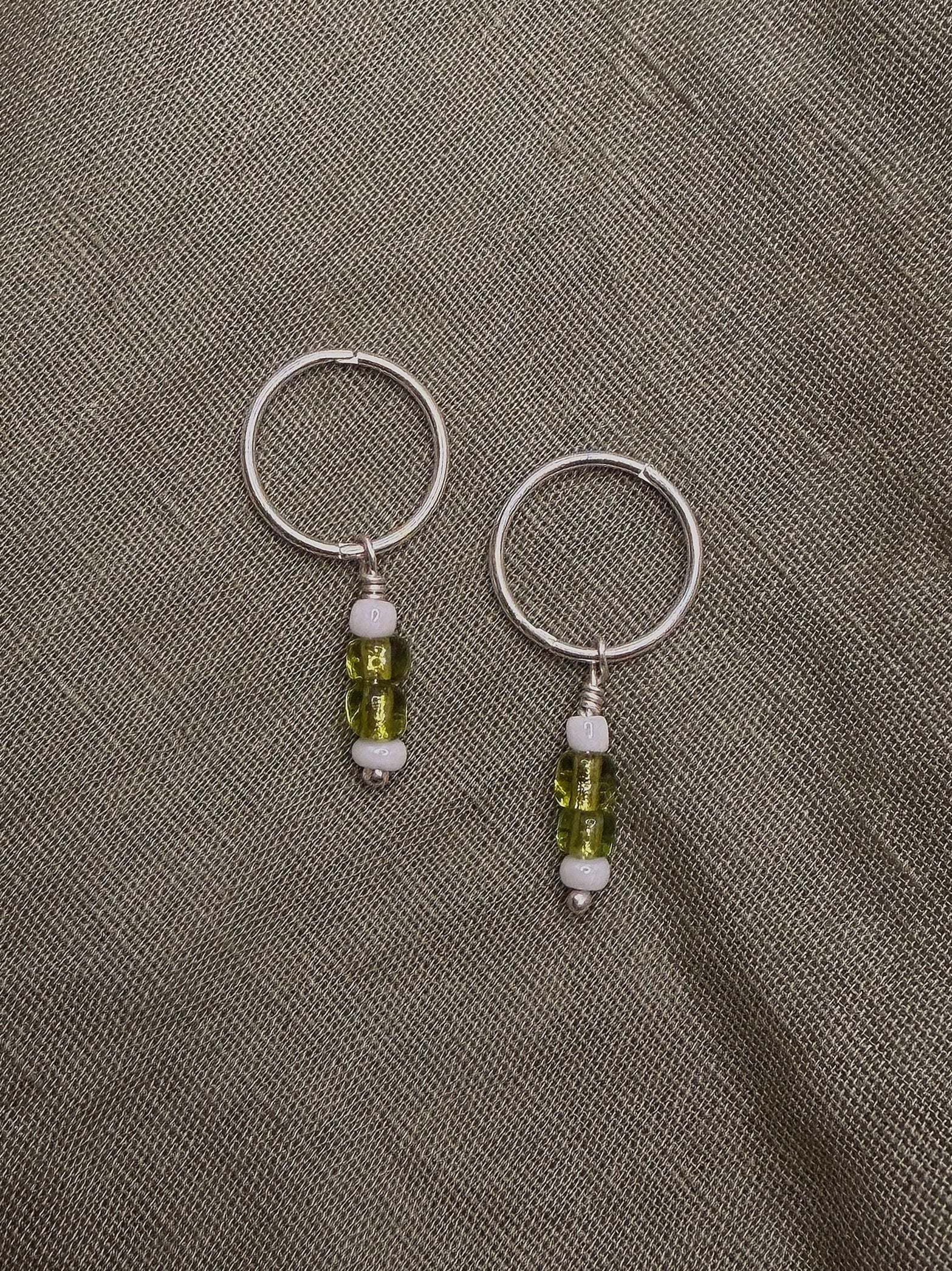 green glass bead sleeper hoops