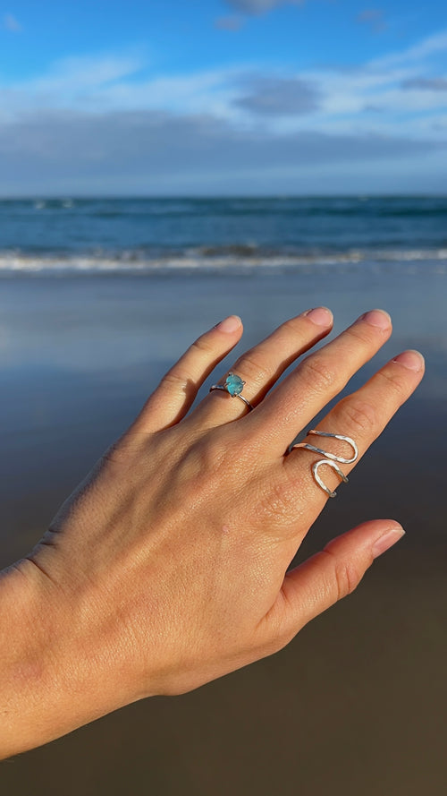 aqua seaglass ring size: M