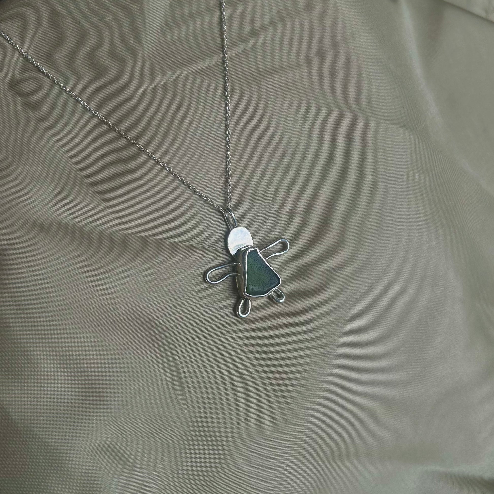 turtle seaglass necklace