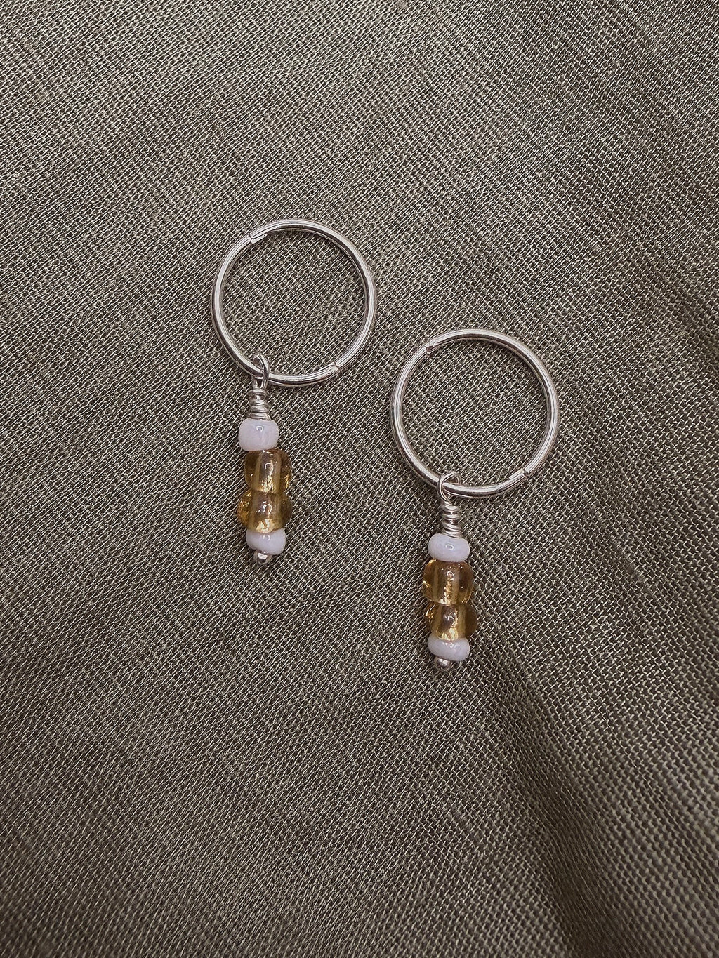 amber glass bead sleeper hoops