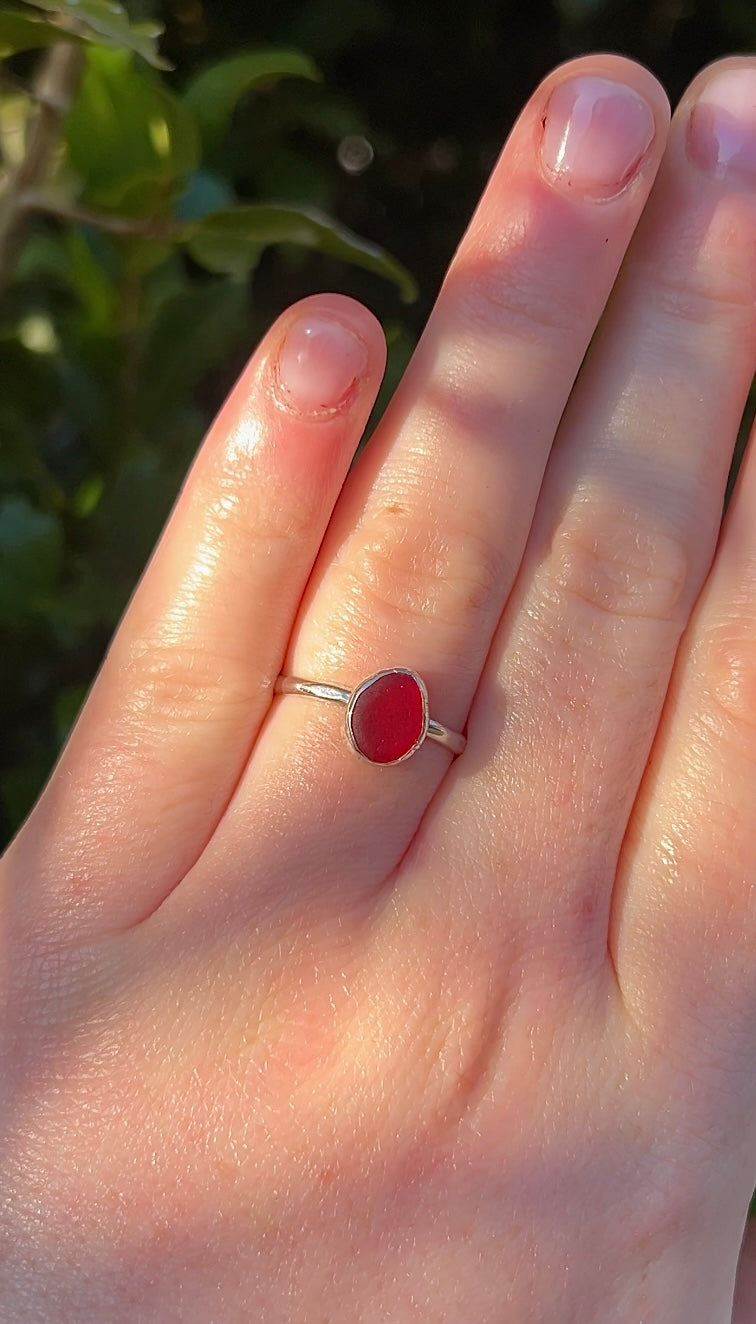 red seaglass ring size R