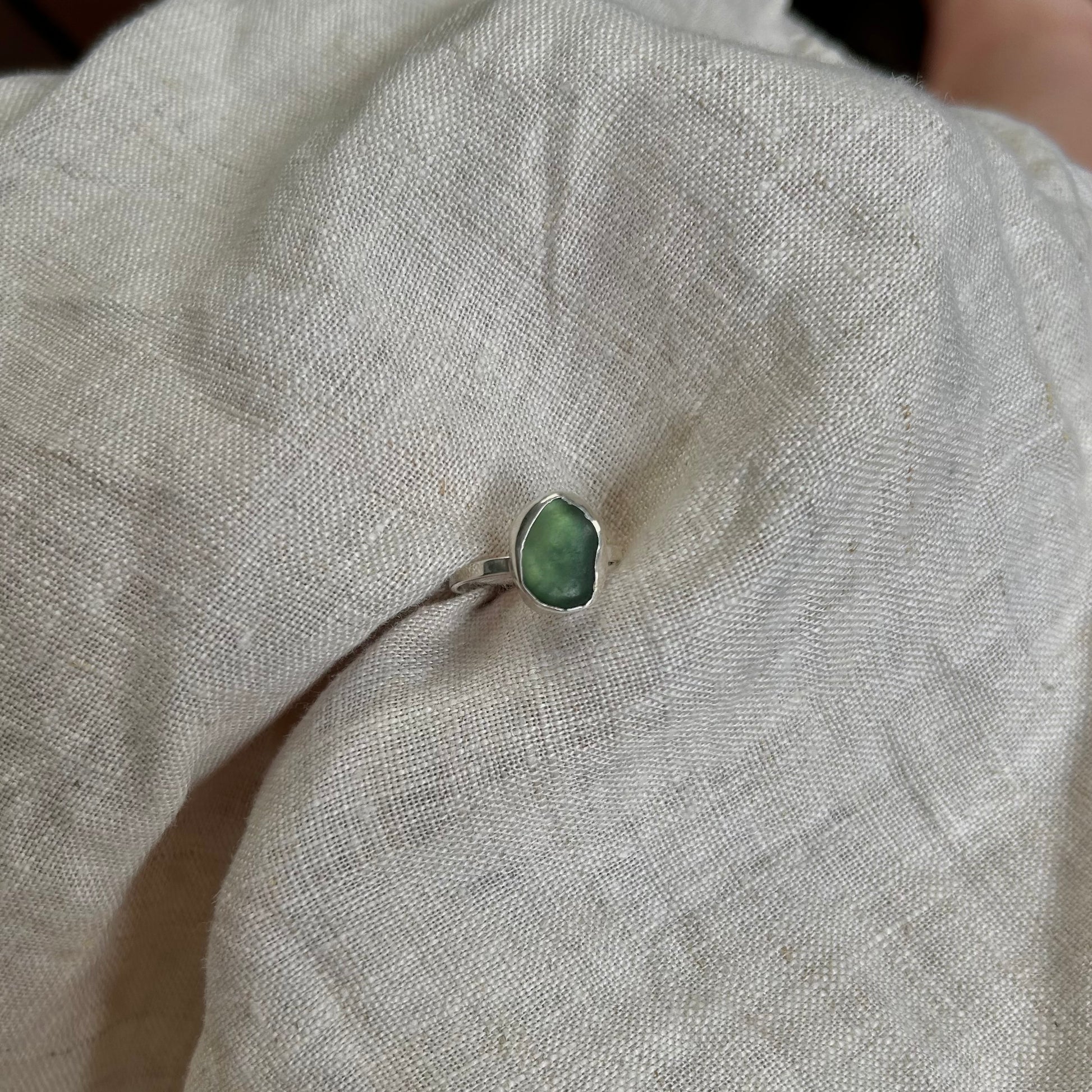 viridescent green seaglass ring (adjustable)