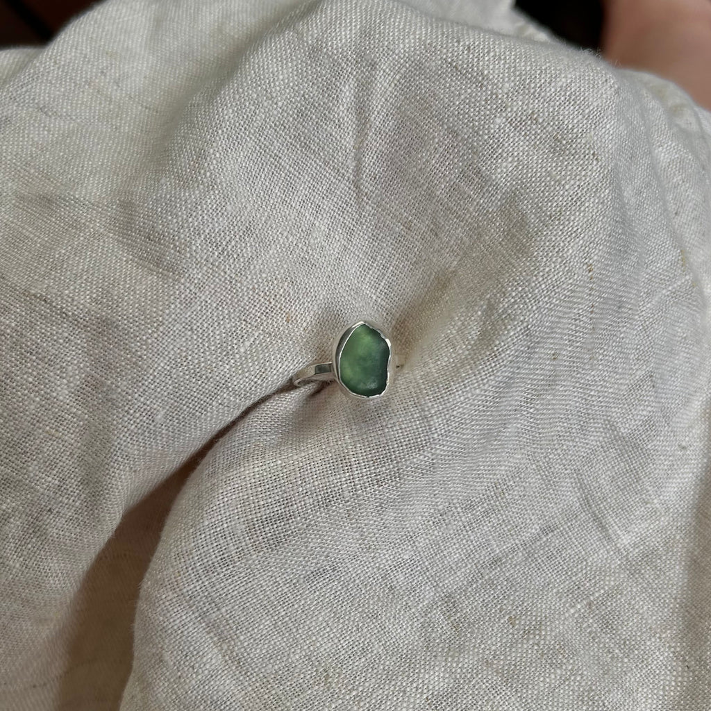 viridescent green seaglass ring (adjustable)