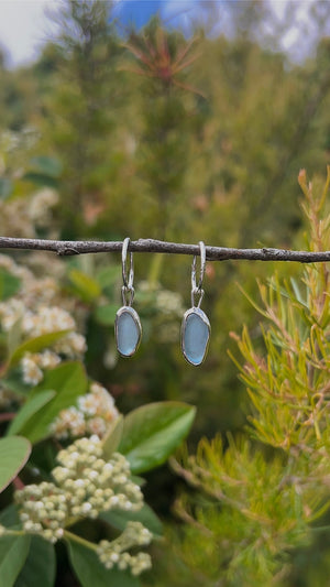light blue seaglass hoops
