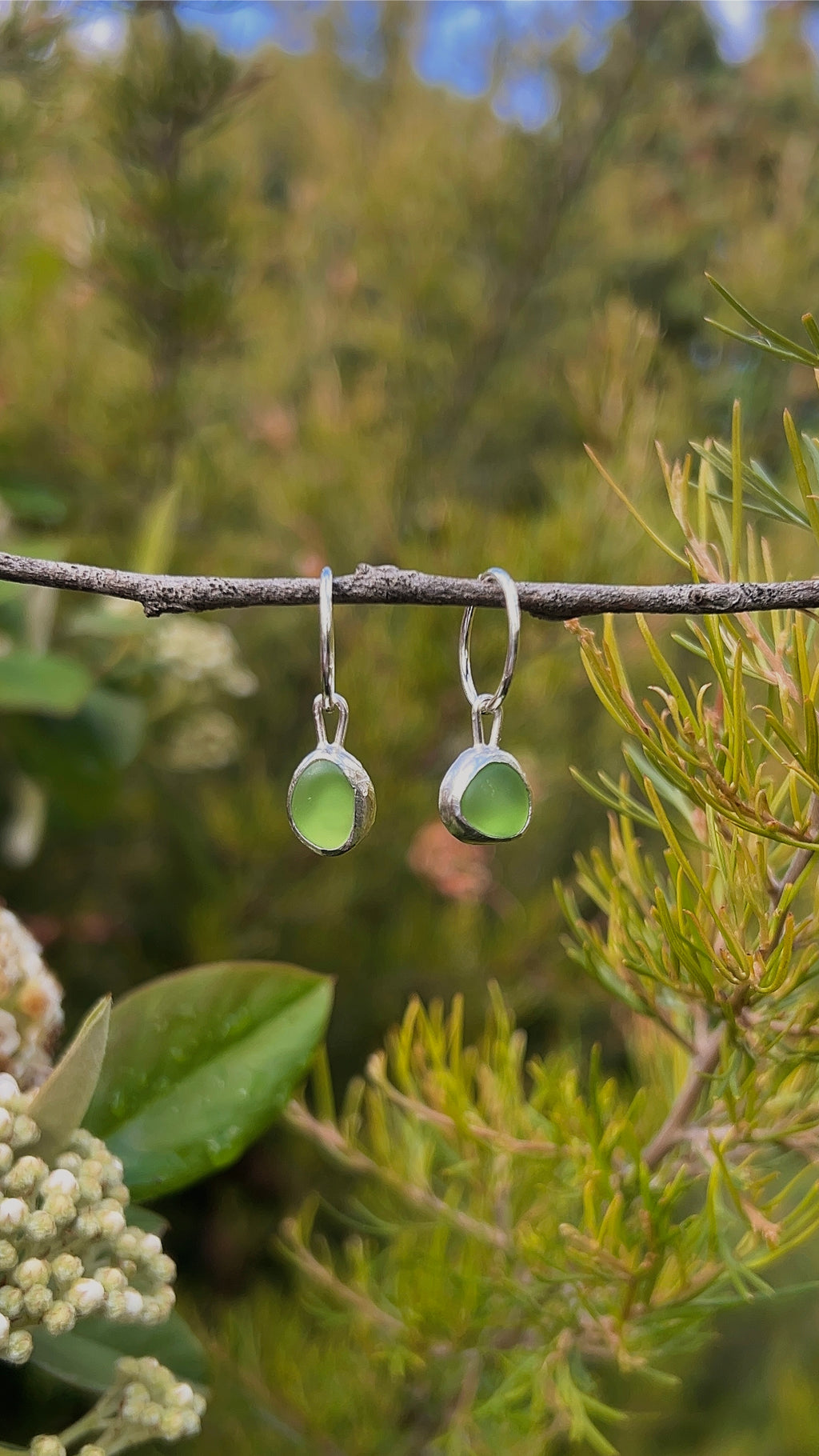 green seaglass hoops