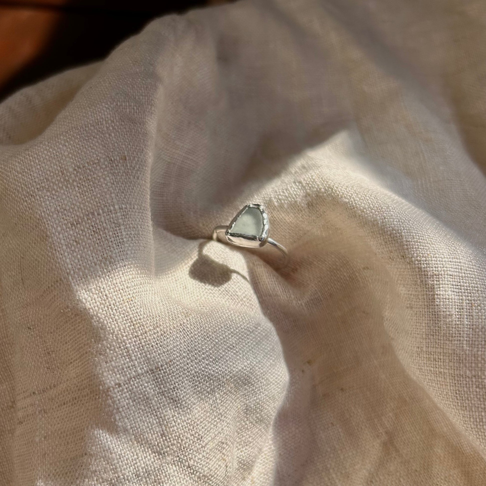 dusty blue seaglass ring (AU/UK size Q)