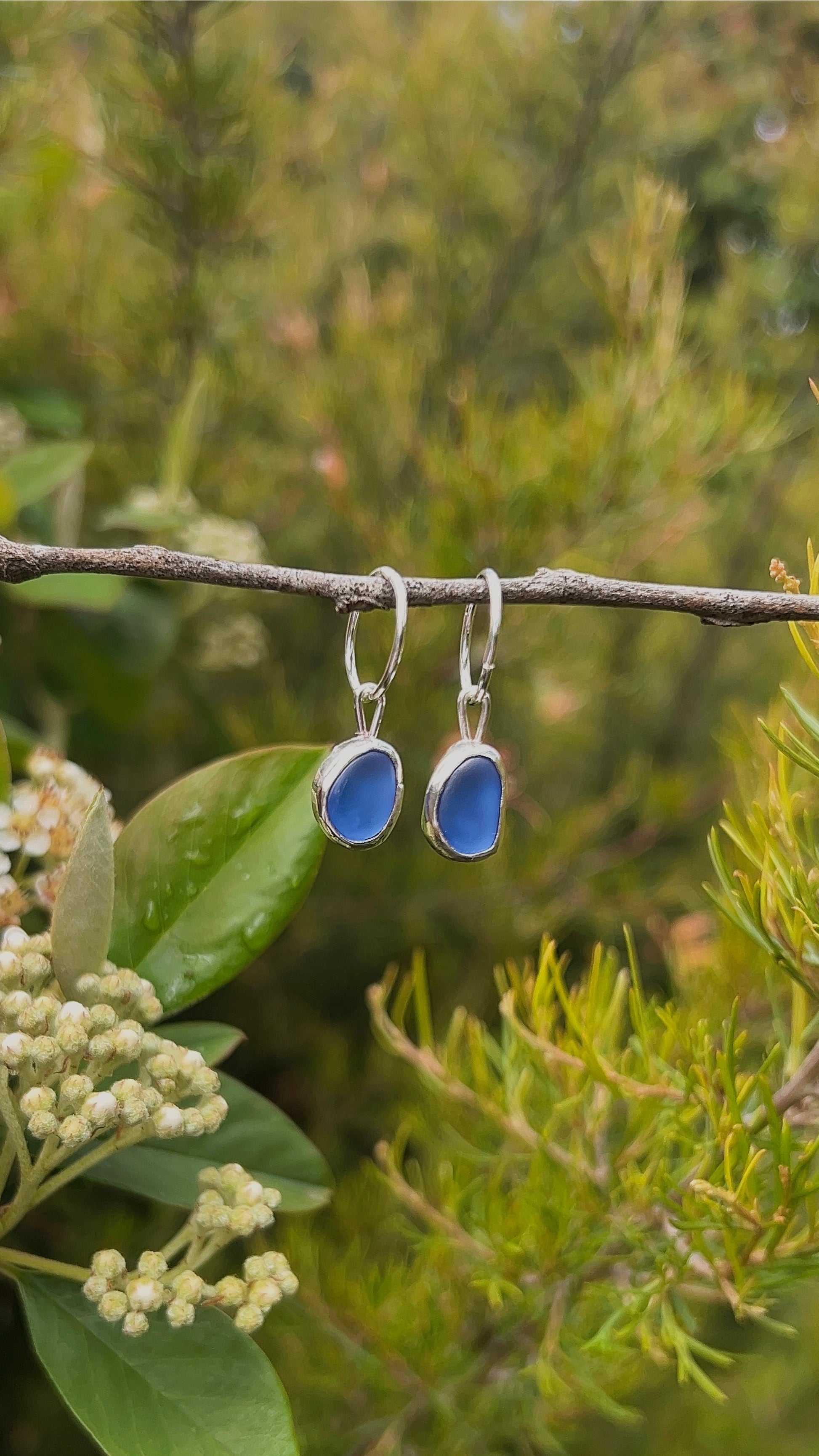 dark lilac seaglass hoops