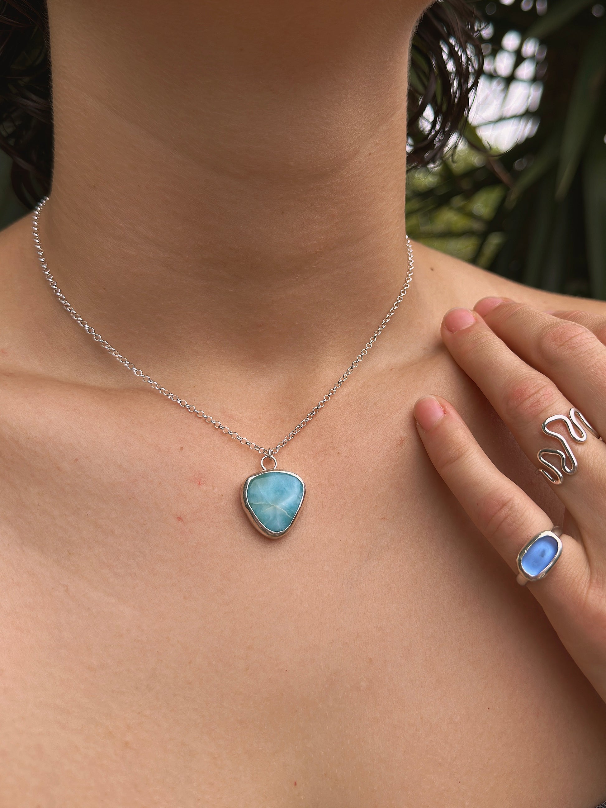 natural larimar necklace