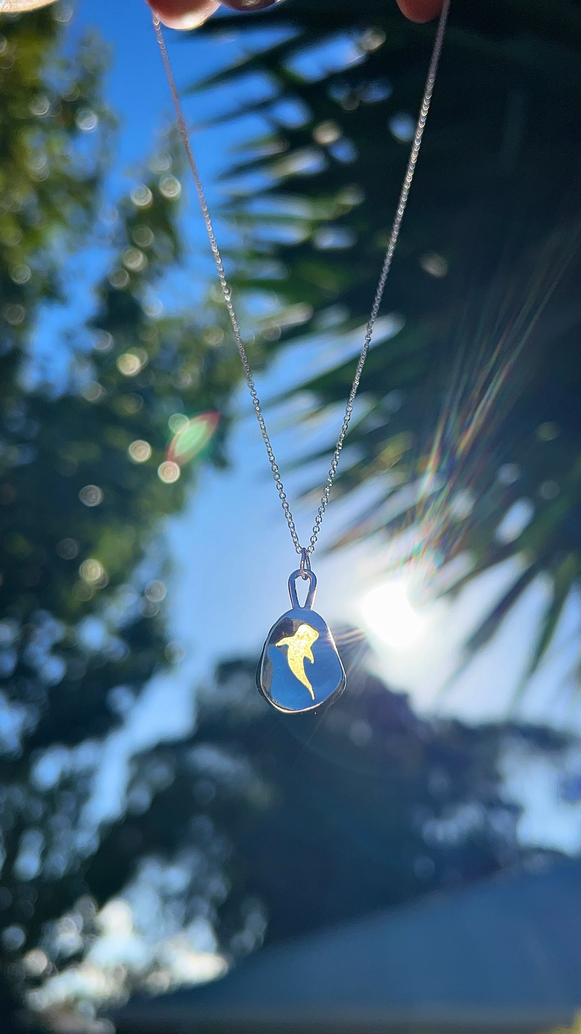 whale shark seaglass window necklace