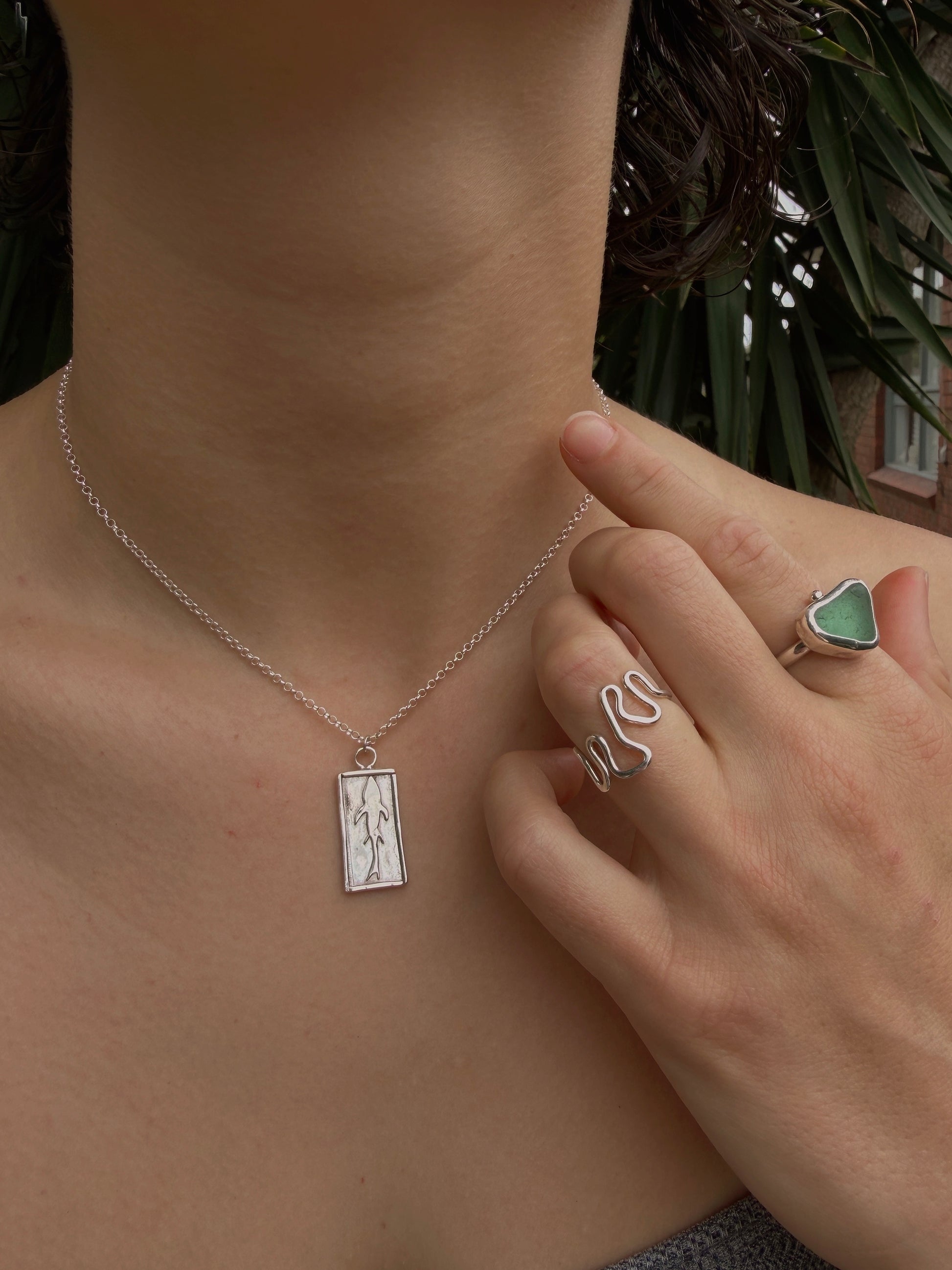 seafoam seaglass ring size R½ (US 9.25)