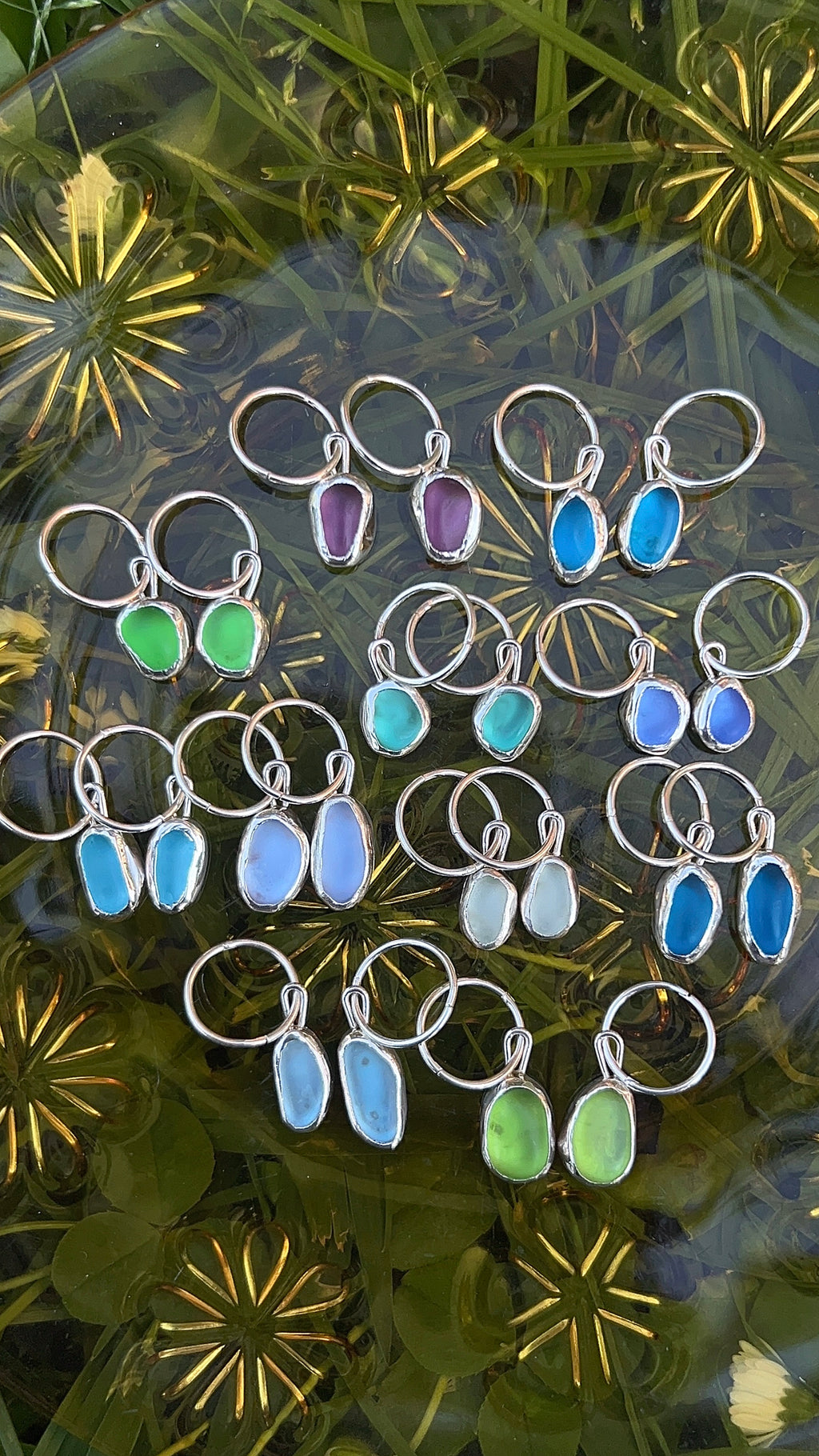 aqua seaglass hoops